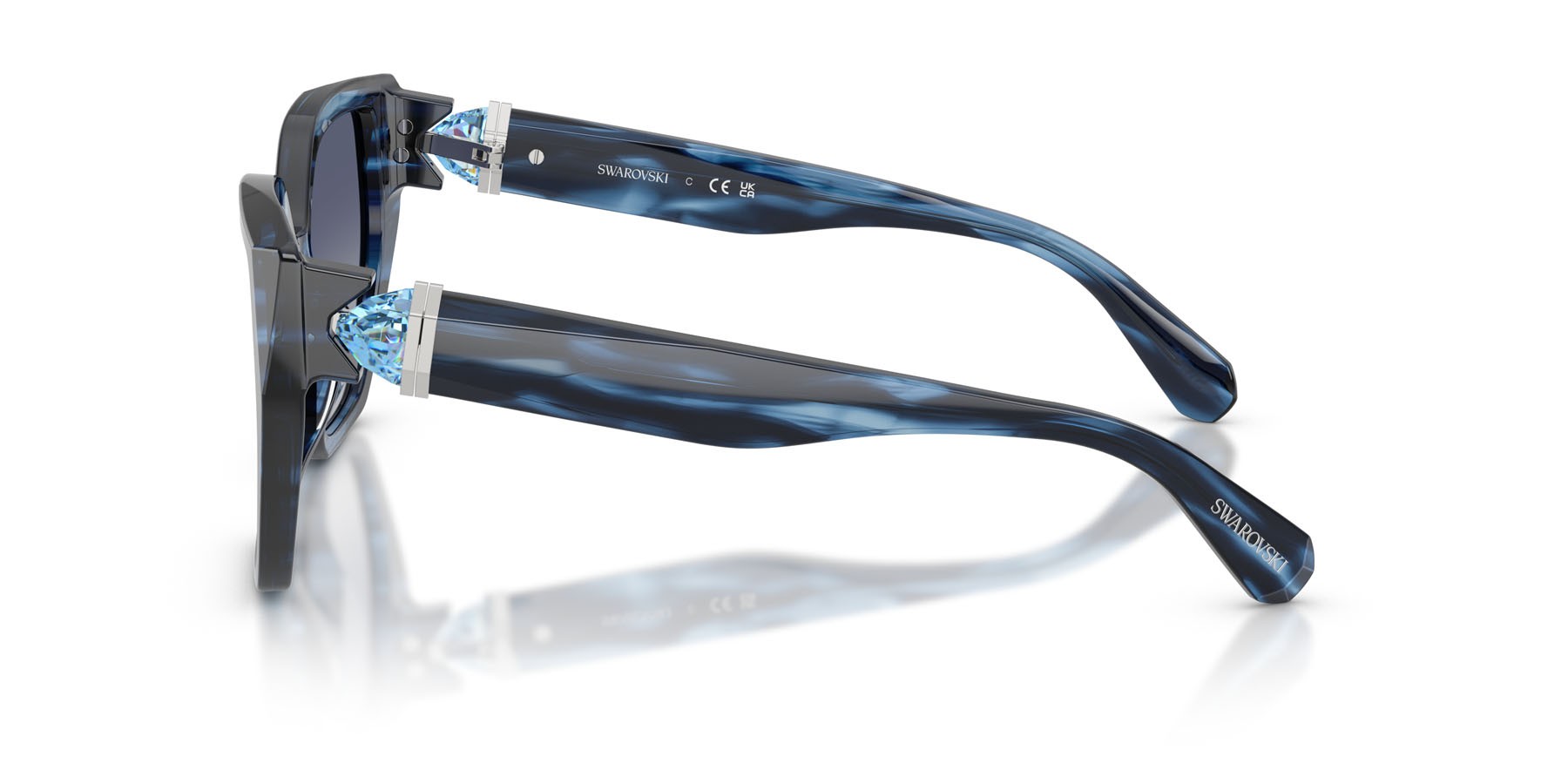 Sunglasses Swarovski SK 6044U (10904L) color striato blu shape irregular lenses blu sfumato