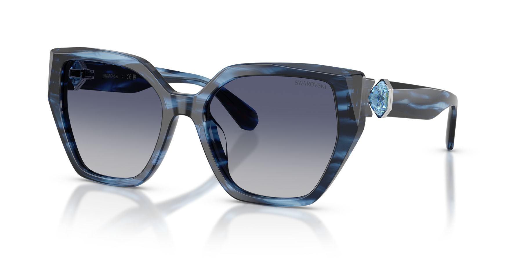 Sunglasses Swarovski SK 6044U (10904L) color striato blu shape irregular lenses blu sfumato
