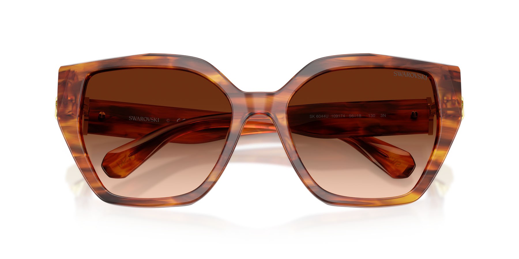 Sunglasses Swarovski SK 6044U (109174) color striato marrone shape irregular lenses marrone sfumato