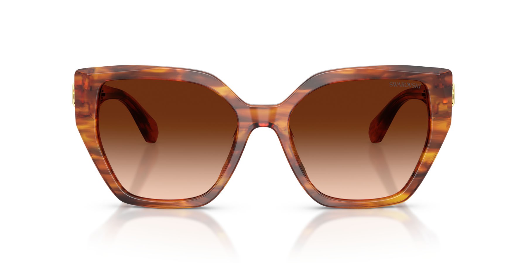 Sunglasses Swarovski SK 6044U (109174) color striato marrone shape irregular lenses marrone sfumato
