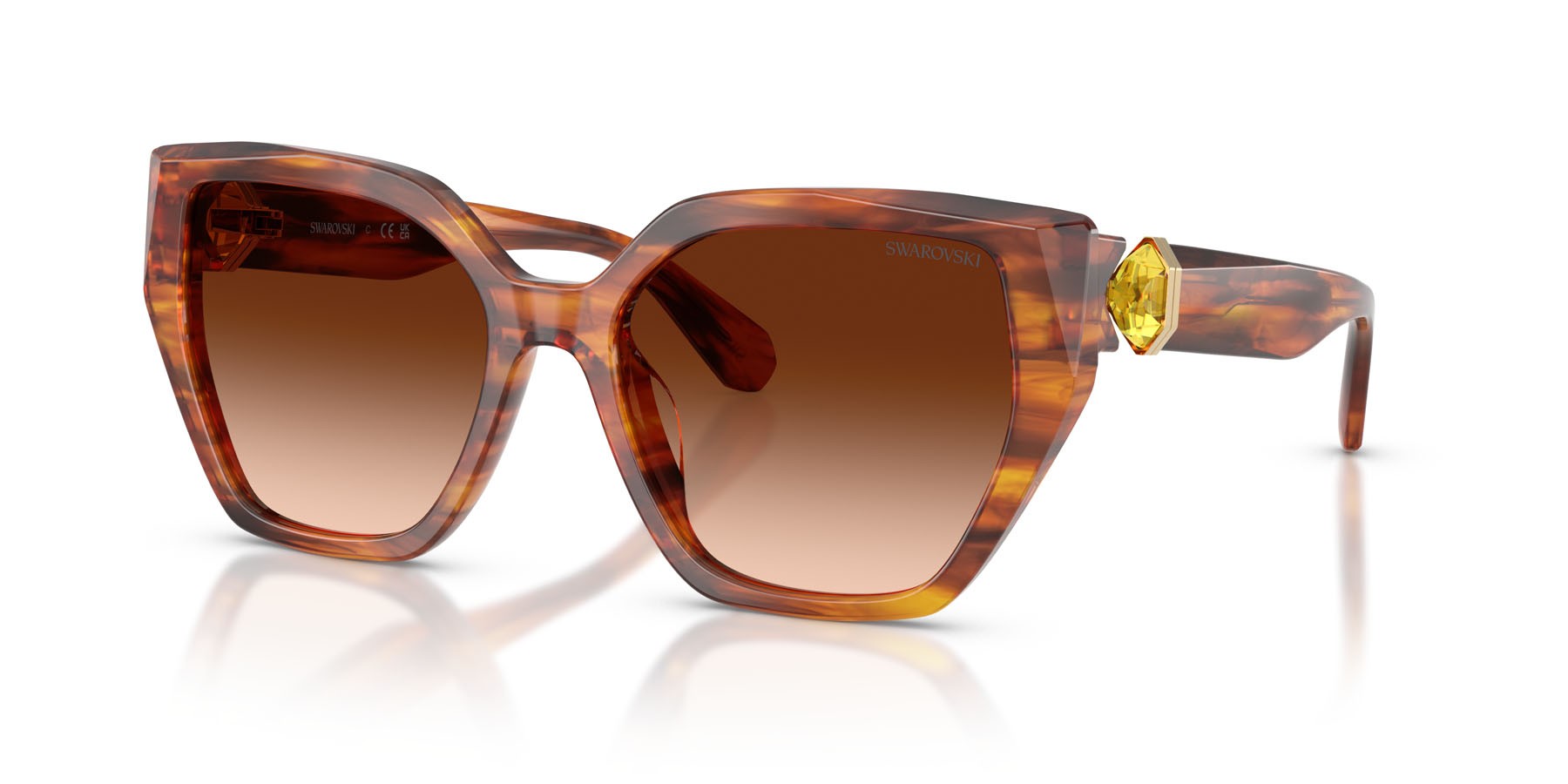 Sunglasses Swarovski SK 6044U (109174) color striato marrone shape irregular lenses marrone sfumato