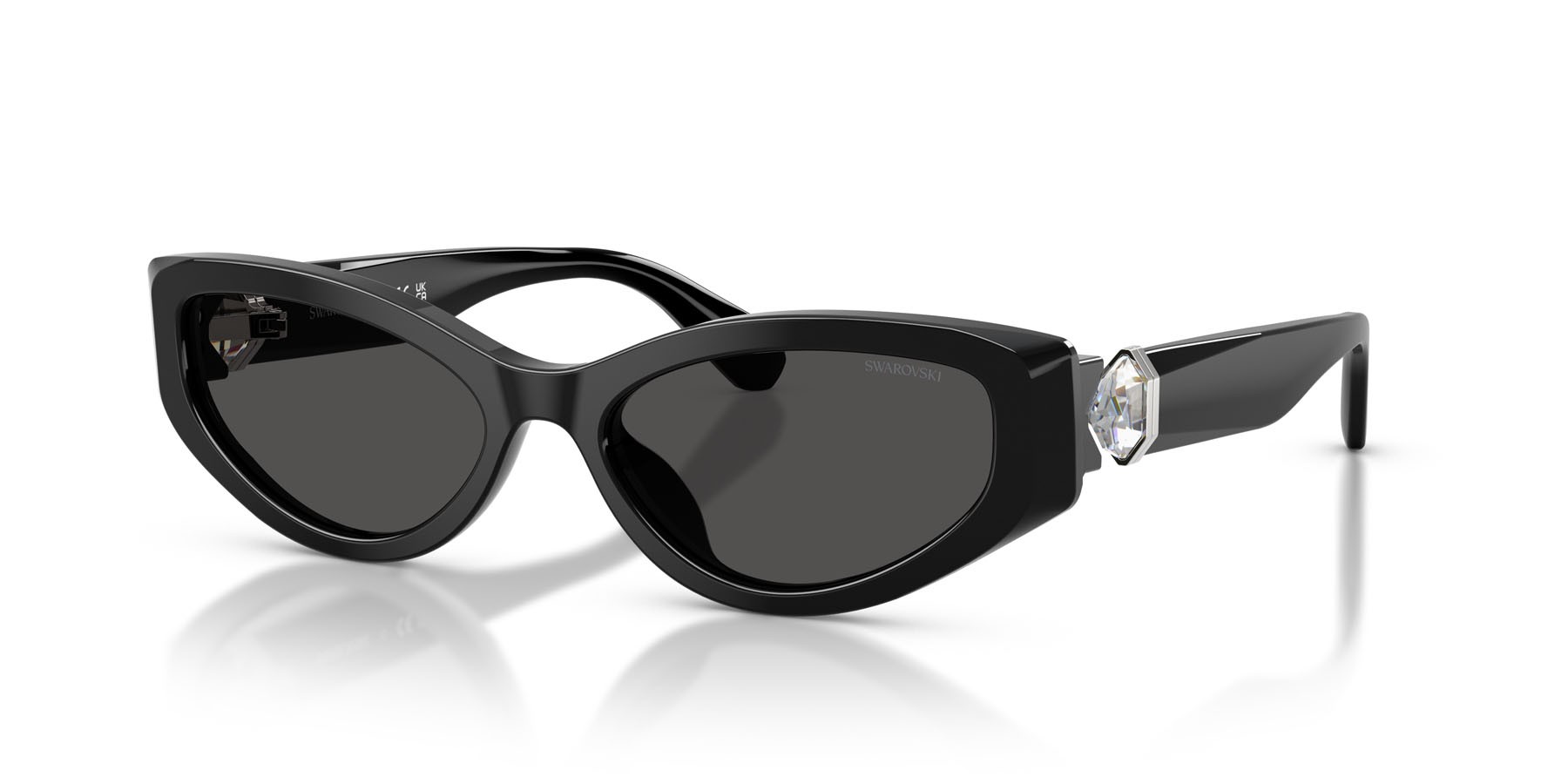 Occhiali da sole Swarovski SK 6045U (100187) colore nero forma cat eye lenti grigio scuro