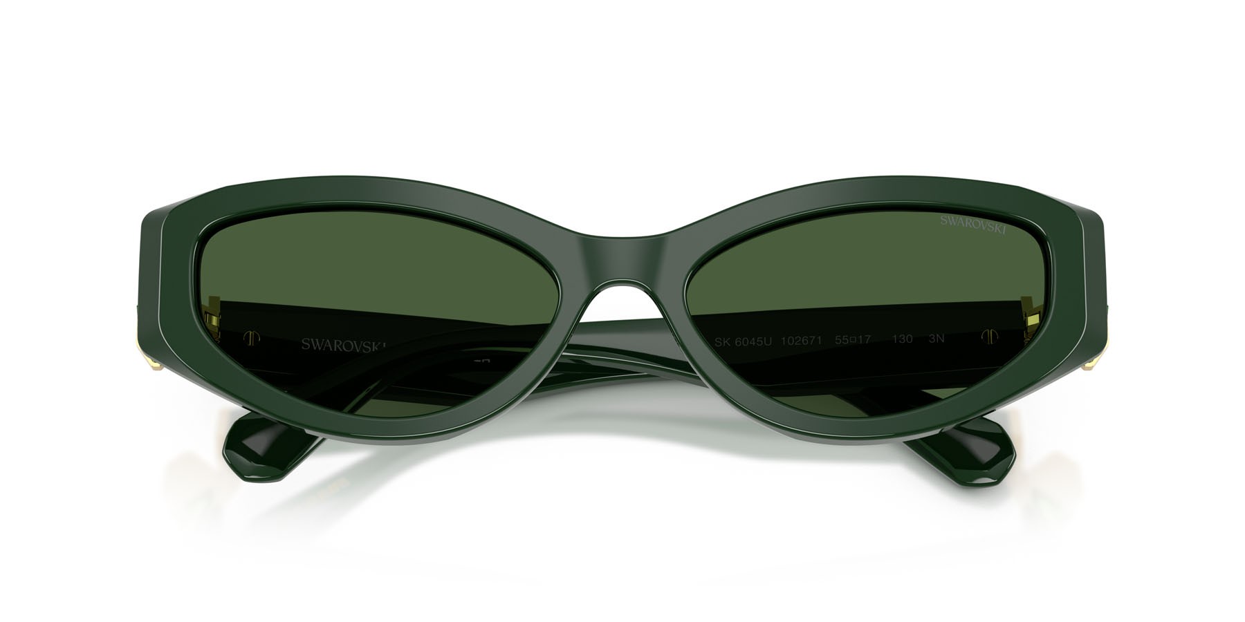 Occhiali da sole Swarovski SK 6045U (102671) colore verde scuro forma cat eye lenti verde scuro