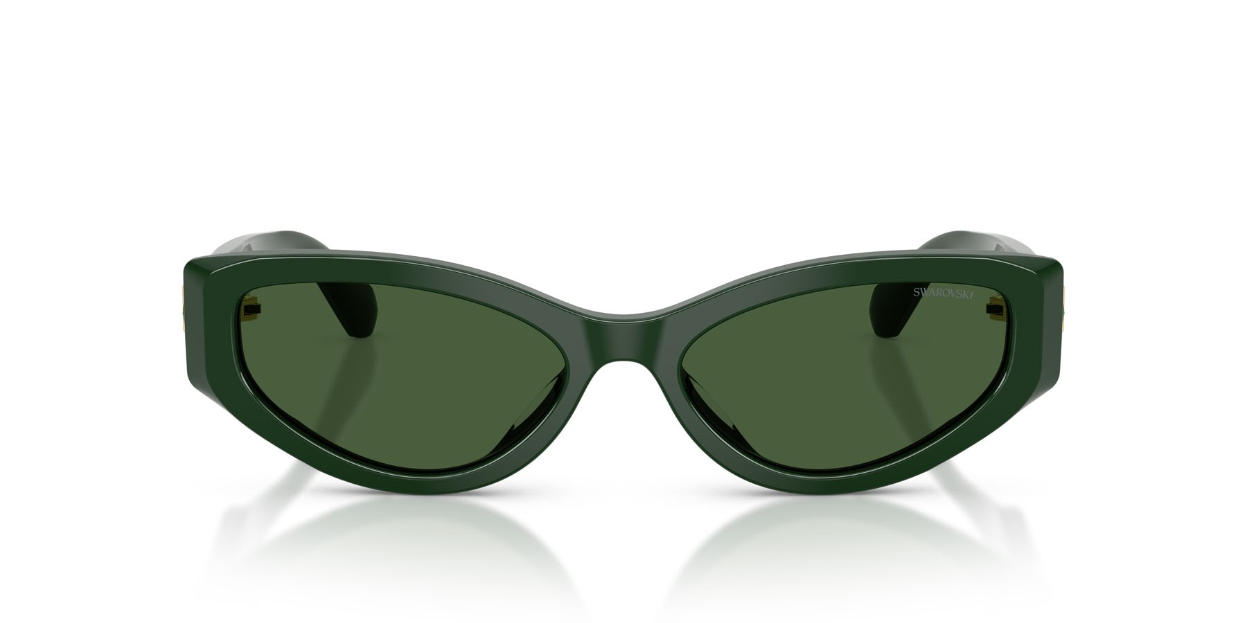 Occhiali da sole Swarovski SK 6045U (102671) colore verde scuro forma cat eye lenti verde scuro
