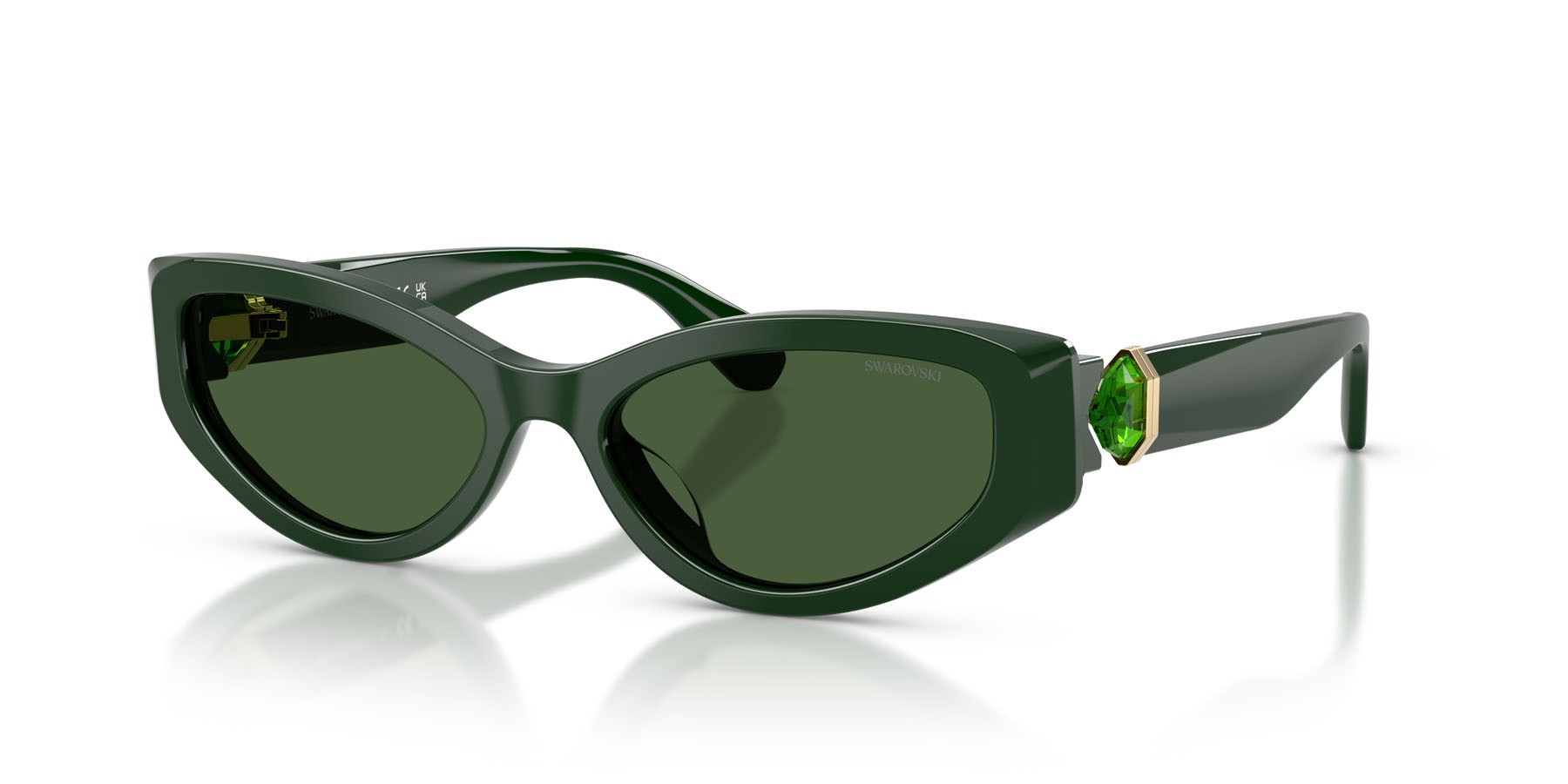 Occhiali da sole Swarovski SK 6045U (102671) colore verde scuro forma cat eye lenti verde scuro