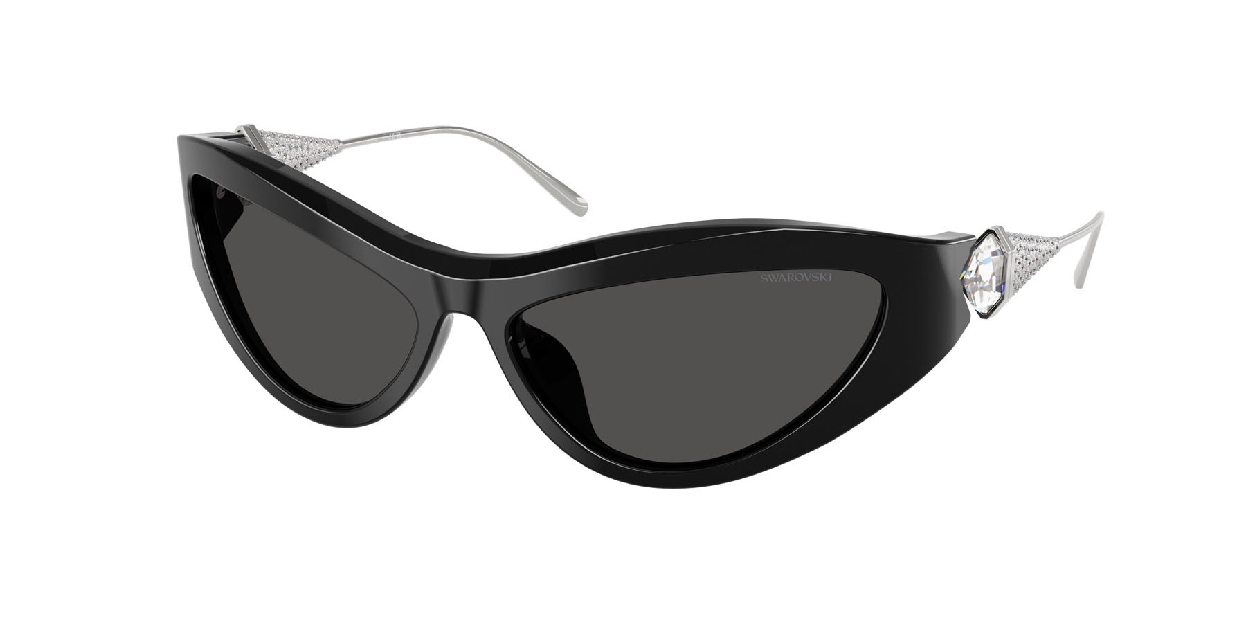 Sunglasses Swarovski SK 6046 (100187) color nero shape cat eye lenses grigio scuro