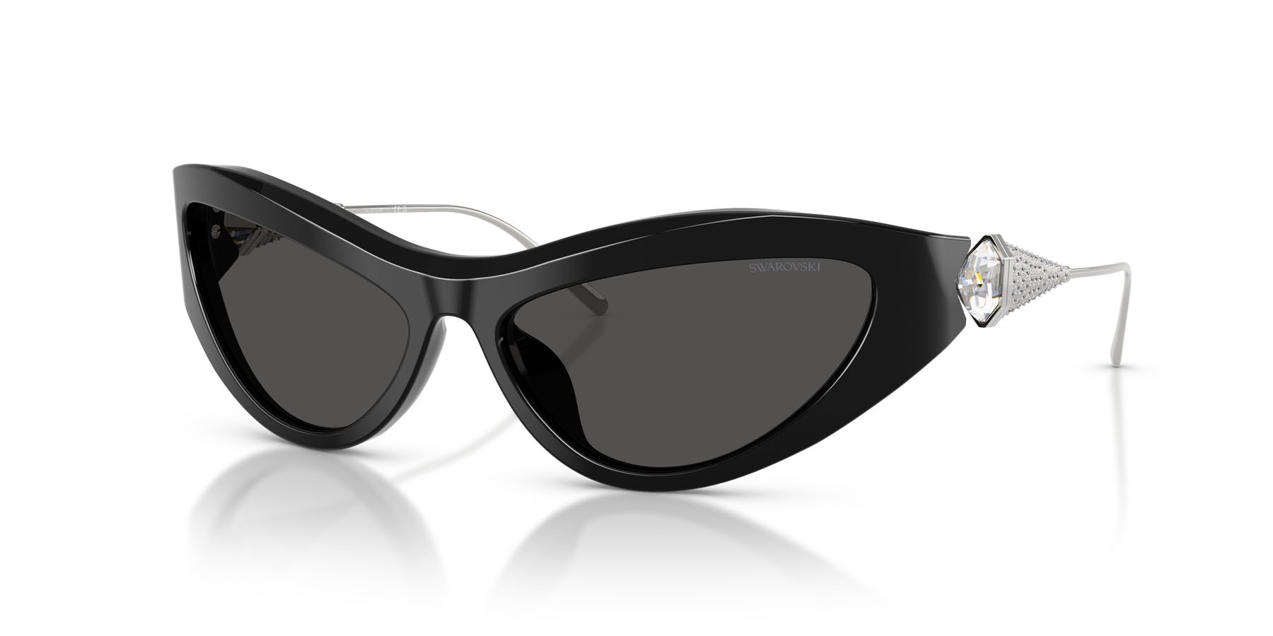 Sunglasses Swarovski SK 6046 (100187) color nero shape cat eye lenses grigio scuro
