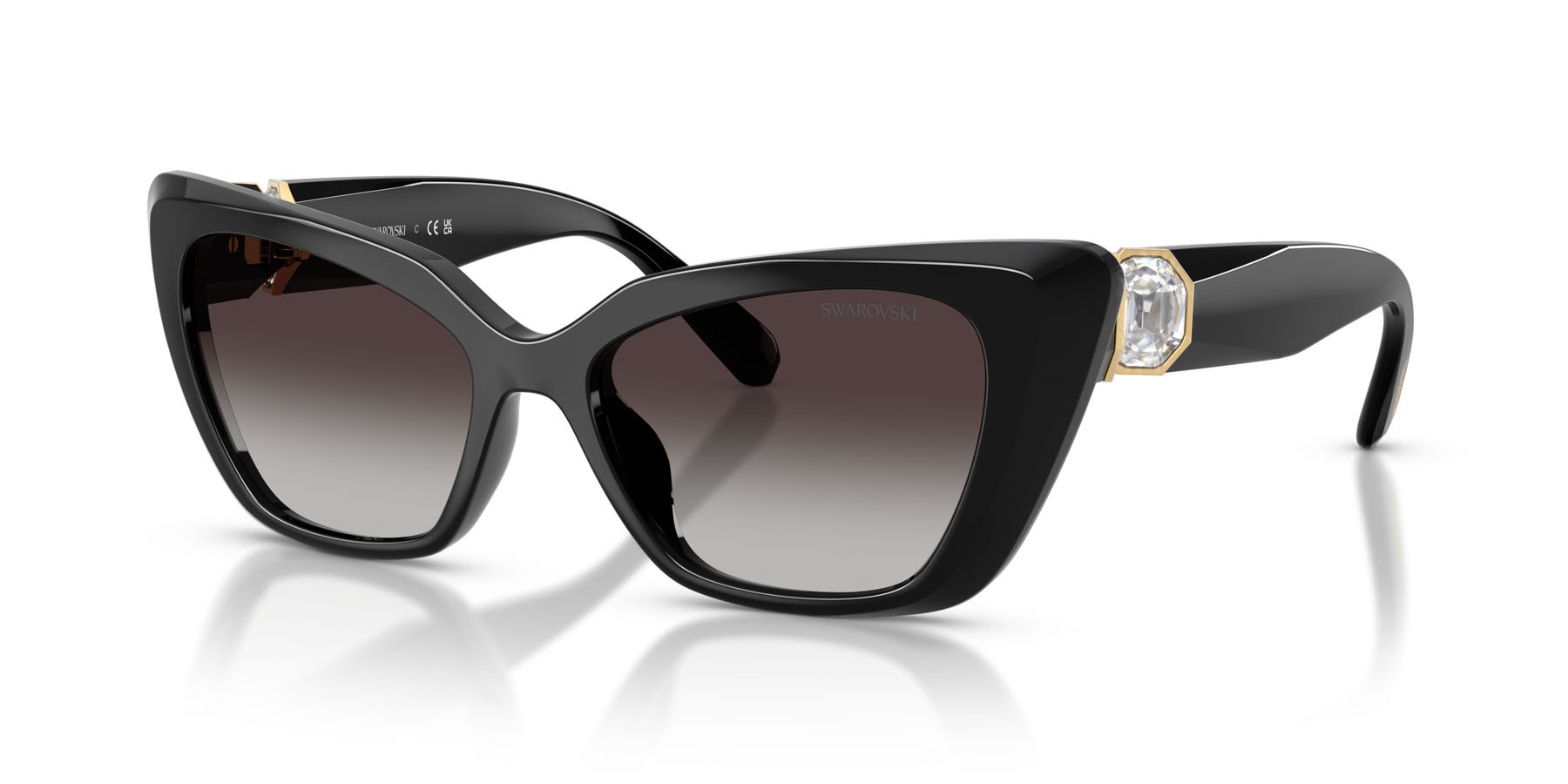 Sunglasses Swarovski SK 6047 (10018G) color nero shape cat eye lenses sfumato grigio