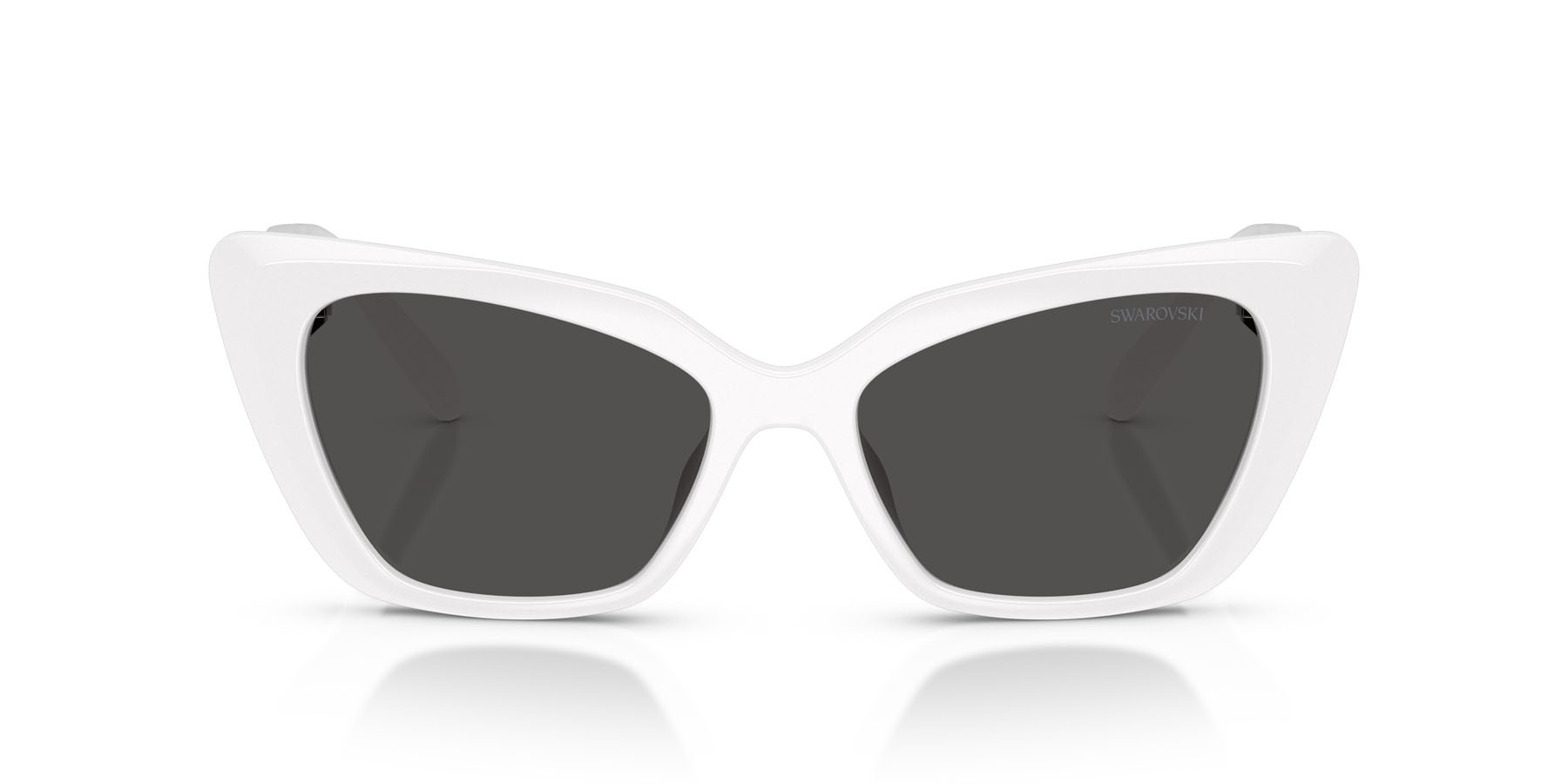 Sunglasses Swarovski SK 6047 (105087) color bianco shape cat eye lenses grigio scuro