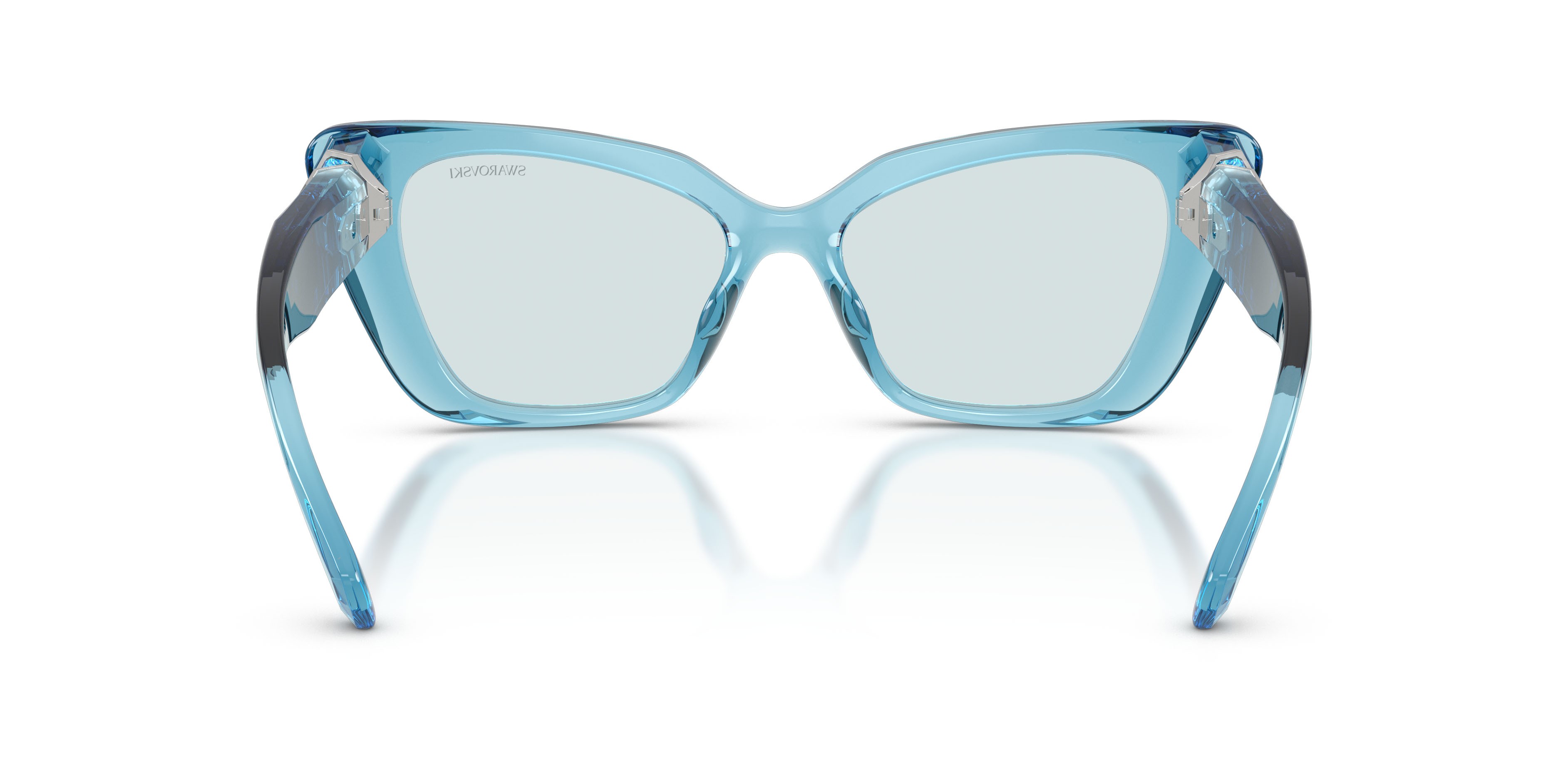 Sunglasses Swarovski SK 6047 (107872) color azzurro trasparente shape cat eye lenses fotocromatica azzurro
