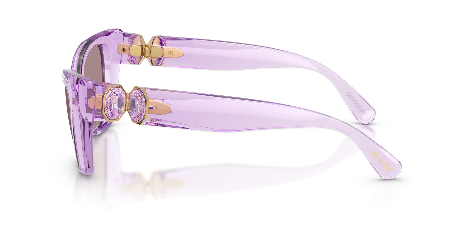 Sunglasses Swarovski SK 6047 (1079LA) color lilla trasparente shape cat eye lenses viola