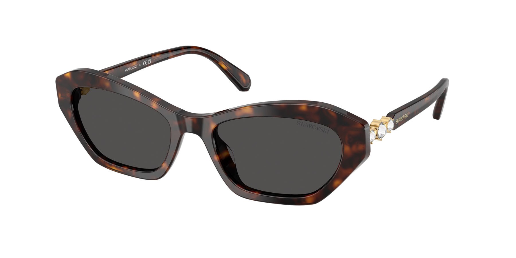 Sunglasses Swarovski SK 6048 (100287) color havana shape cat eye lenses grigio scuro
