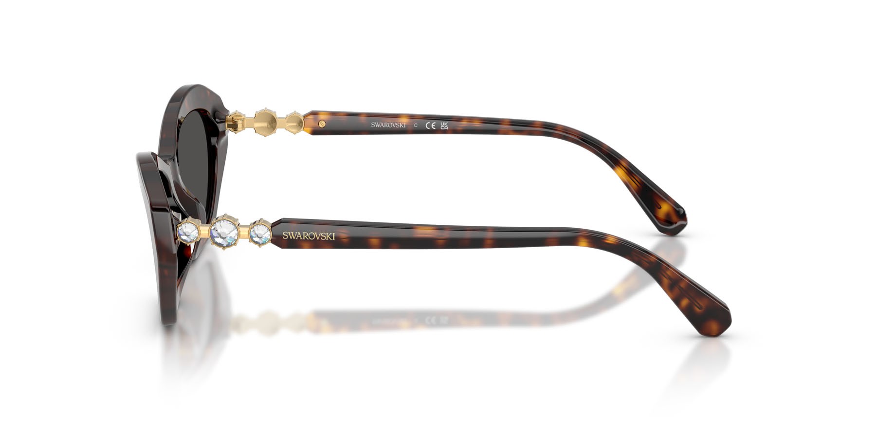 Sunglasses Swarovski SK 6048 (100287) color havana shape cat eye lenses grigio scuro