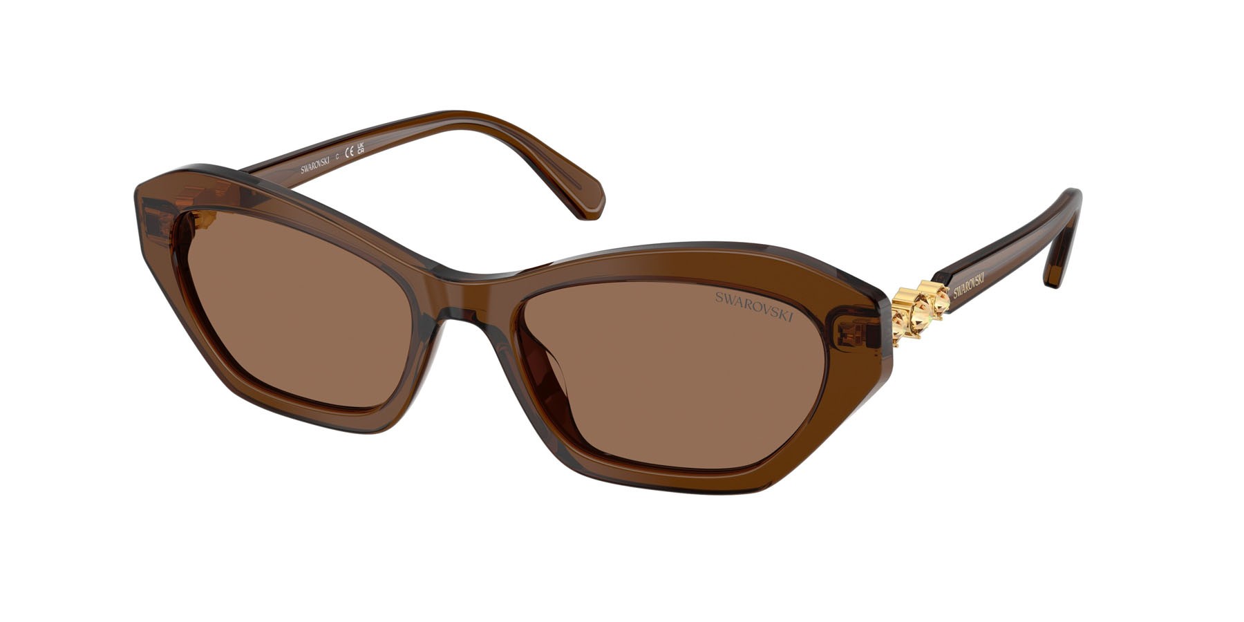Occhiali da sole Swarovski SK 6048 (108473) colore marrone trasparente forma cat eye lenti marrone scuro