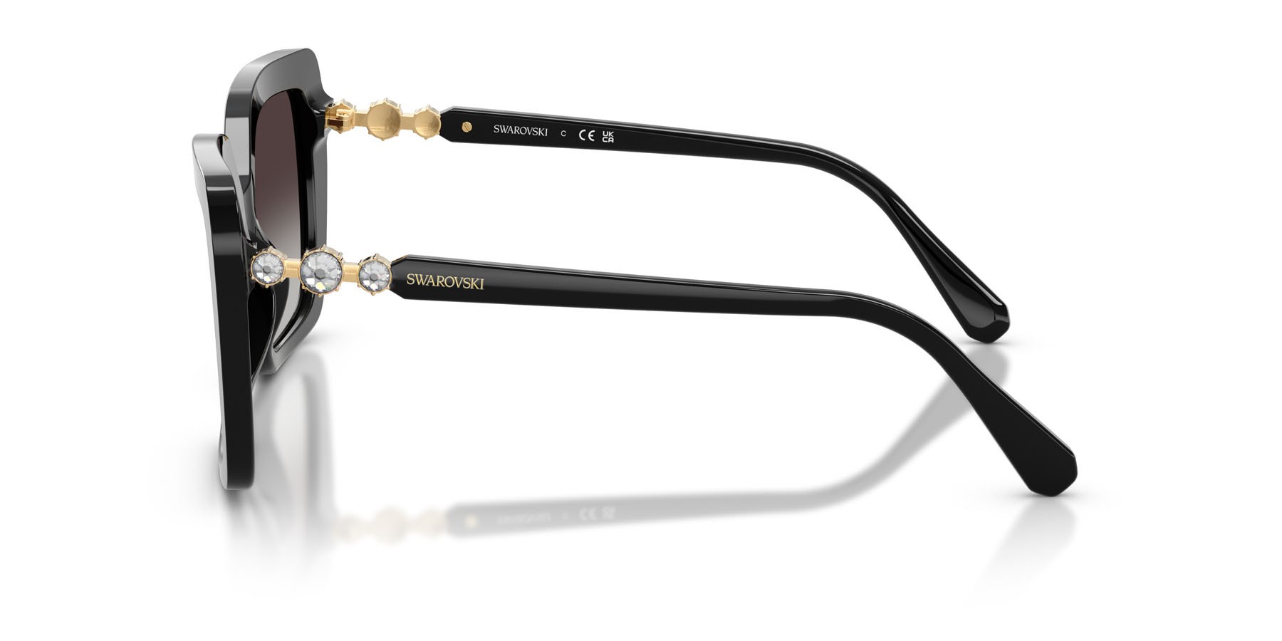 Sunglasses Swarovski SK 6049 (10018G) color nero shape butterfly lenses grigio sfumato