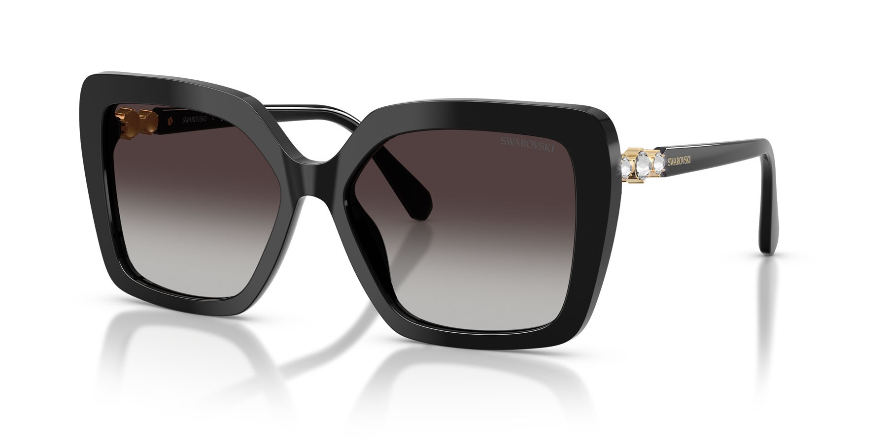 Sunglasses Swarovski SK 6049 (10018G) color nero shape butterfly lenses grigio sfumato