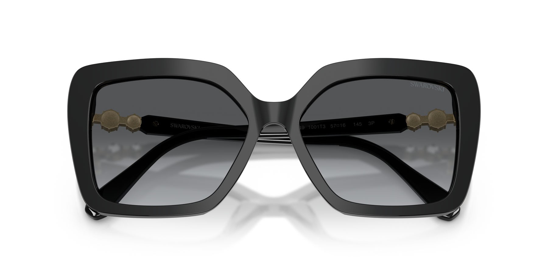 Sunglasses Swarovski SK 6049 (1001T3) color nero shape butterfly lenses polarizzata grigio sfumato