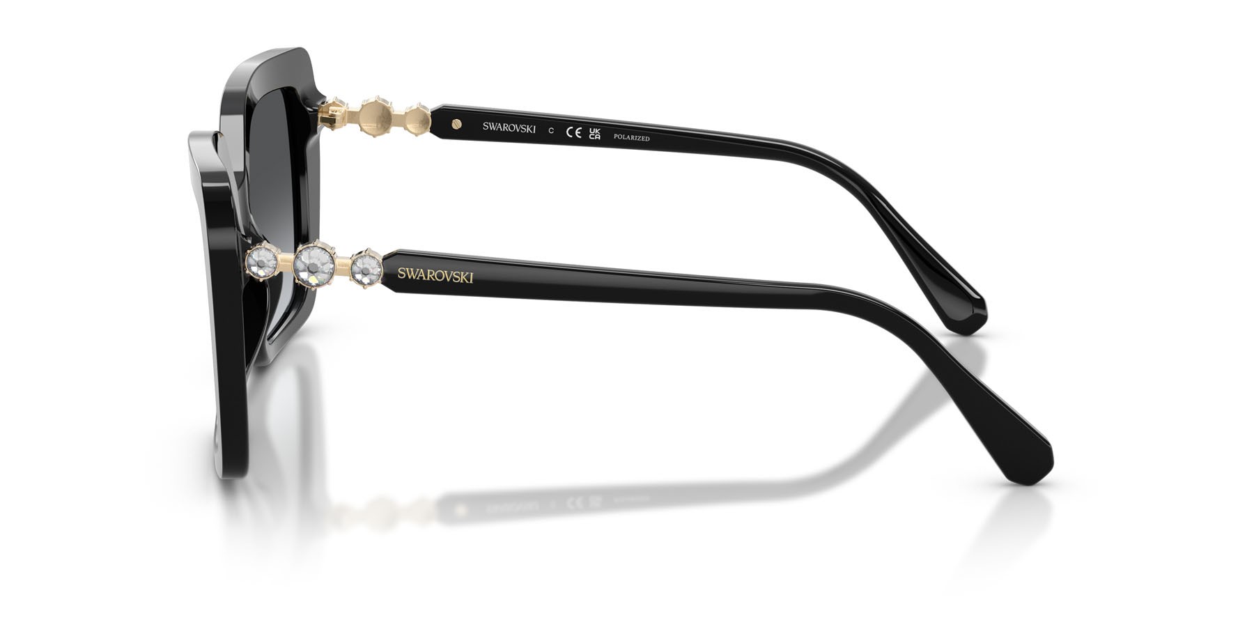 Sunglasses Swarovski SK 6049 (1001T3) color nero shape butterfly lenses polarizzata grigio sfumato