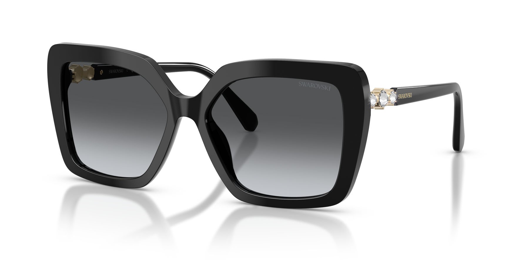 Sunglasses Swarovski SK 6049 (1001T3) color nero shape butterfly lenses polarizzata grigio sfumato