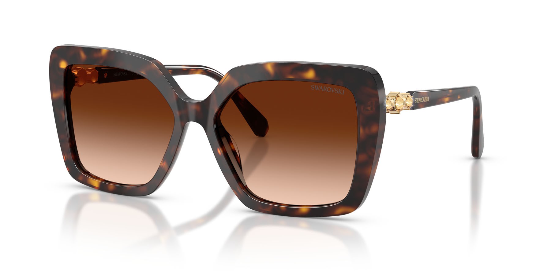 Occhiali da sole Swarovski SK 6049 (100274) colore havana forma farfalla lenti marrone sfumato