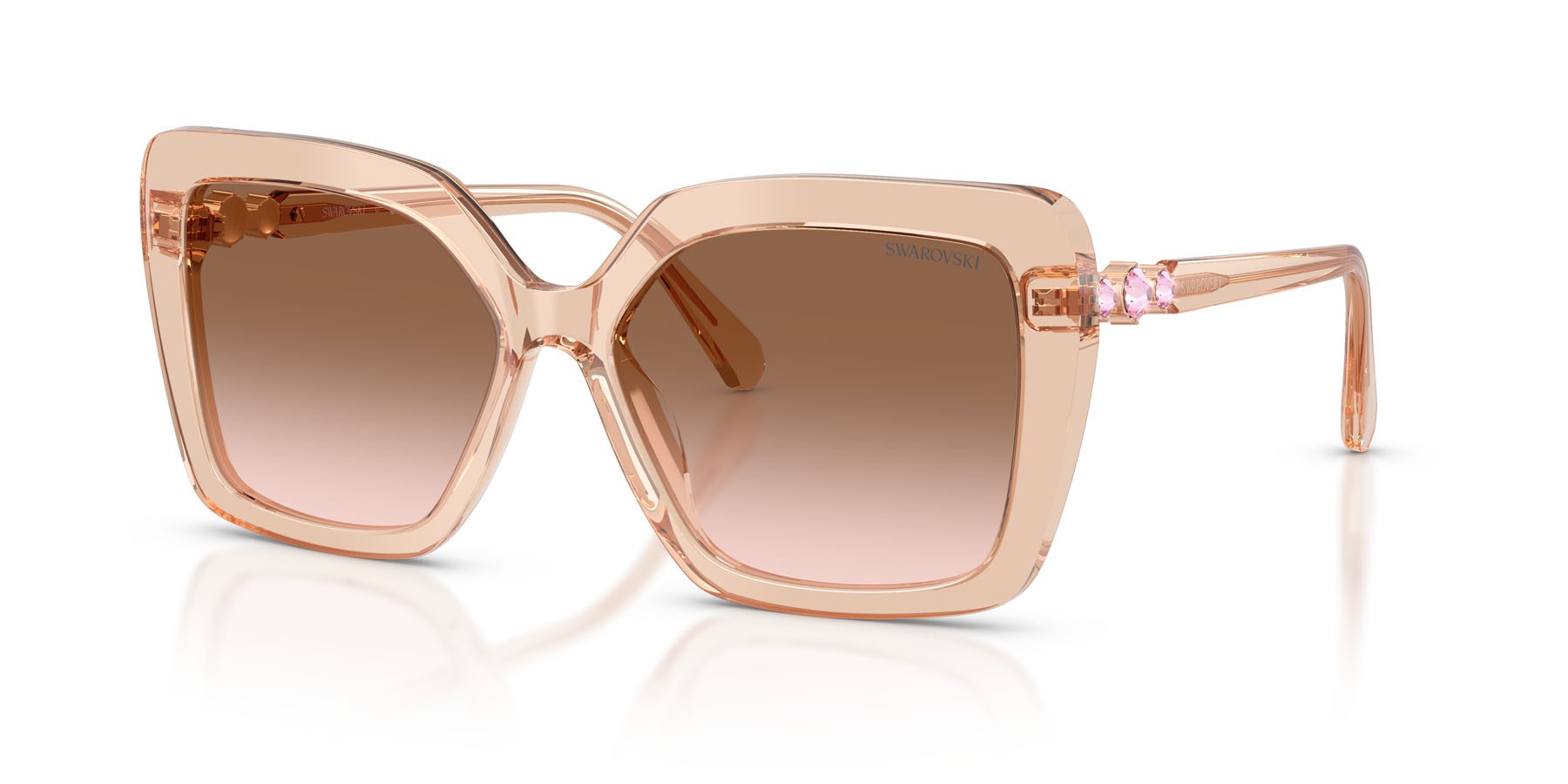Sunglasses Swarovski SK 6049 (106313) color beige trasparente shape butterfly lenses marrone sfumato