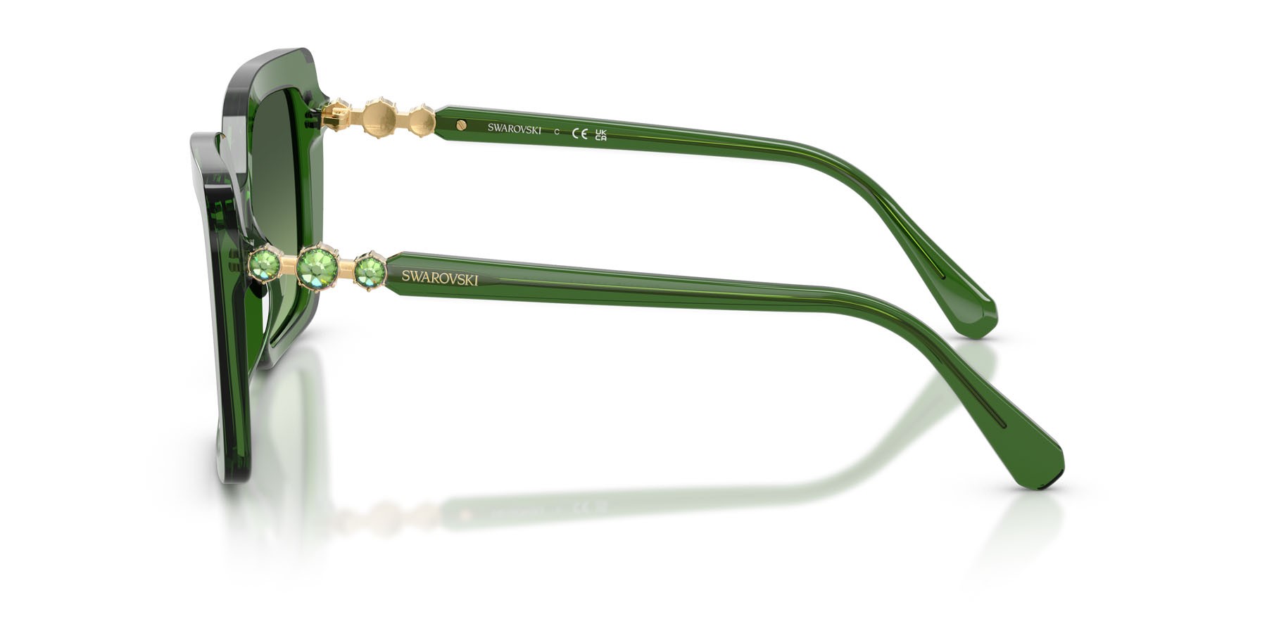 Sunglasses Swarovski SK 6049 (10812A) color verde perlaceo shape butterfly lenses verde sfumato