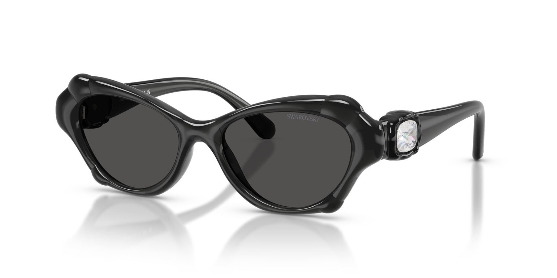 Sunglasses Swarovski SK 6050 (108787) color grigio scuro shape cat eye lenses grigio scuro