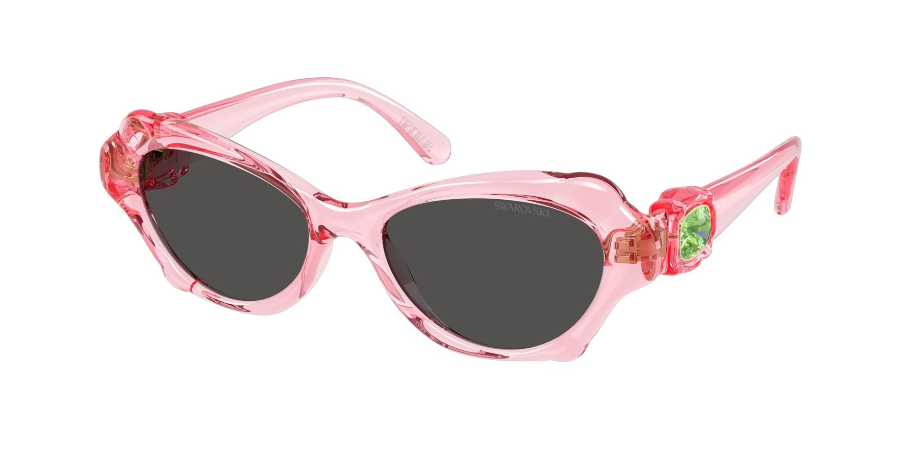 Occhiali da sole Swarovski SK 6050 (108887) colore rosa trasparente forma cat eye lenti grigio scuro