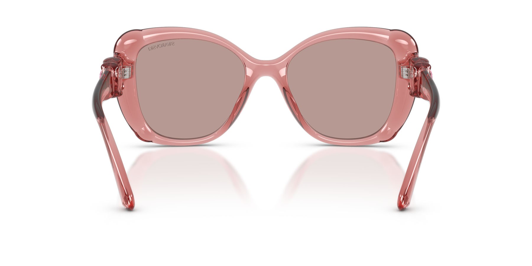 Sunglasses Swarovski SK 6051U (30017N) color rosa trasparente shape butterfly lenses viola chiaro/marrone