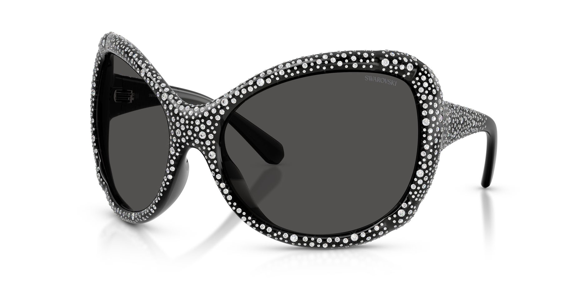 Sunglasses Swarovski SK 6052 (108787) color grigio scuro shape butterfly lenses grigio scuro