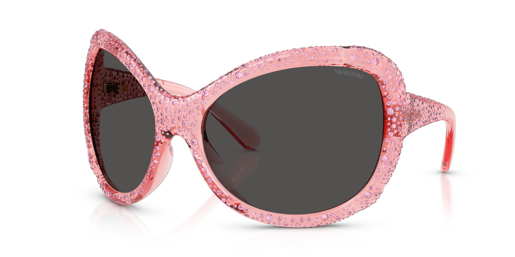 Occhiali da sole Swarovski SK 6052 (108887) colore rosa trasparente forma farfalla lenti grigio scuro