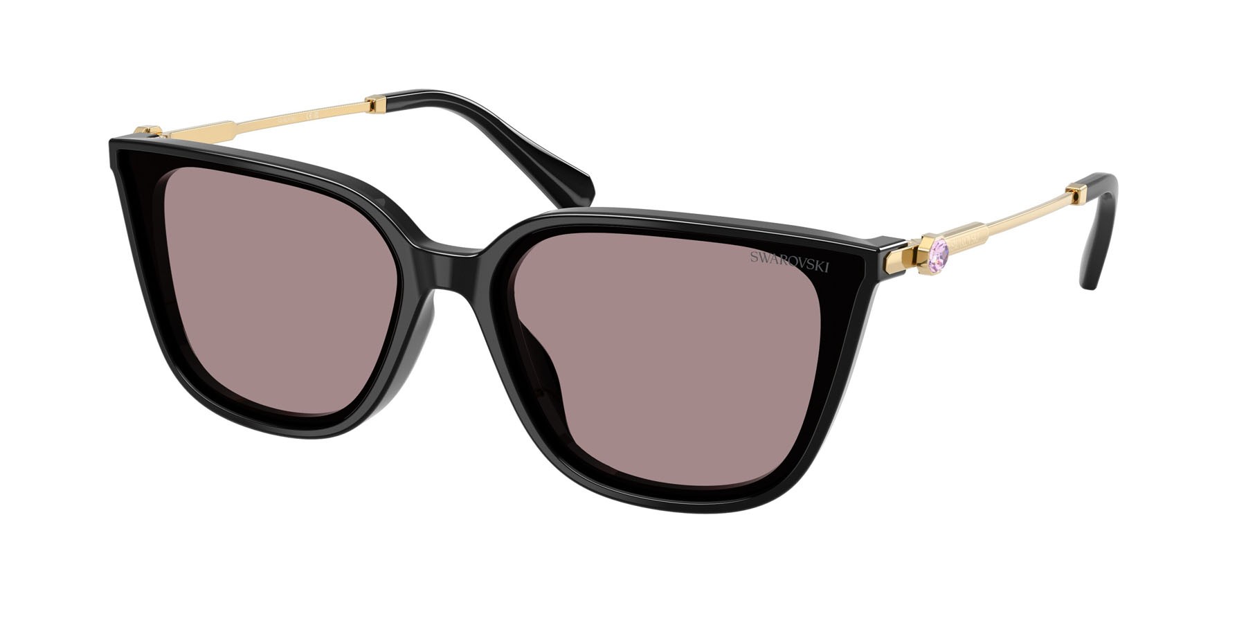 Sunglasses Swarovski SK 6054D (1001LA) color nero shape square lenses viola