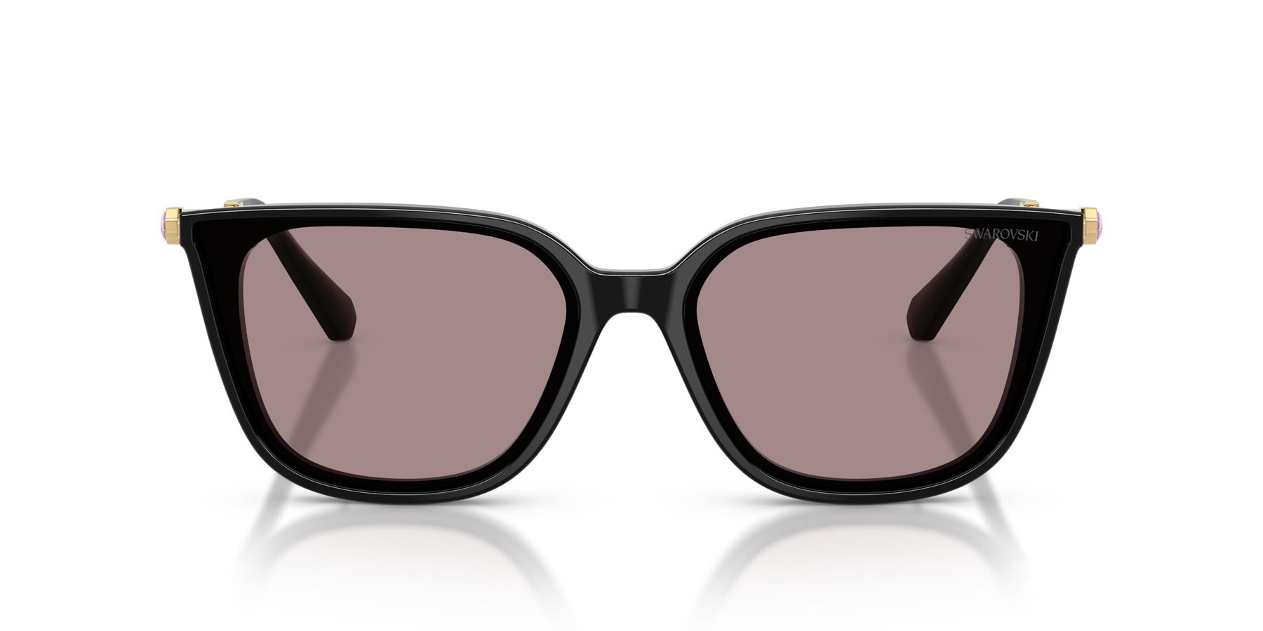 Sunglasses Swarovski SK 6054D (1001LA) color nero shape square lenses viola
