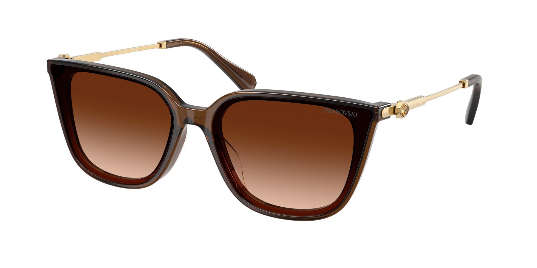 Sunglasses Swarovski SK 6054D (108474) color marrone trasparente shape square lenses marrone sfumato