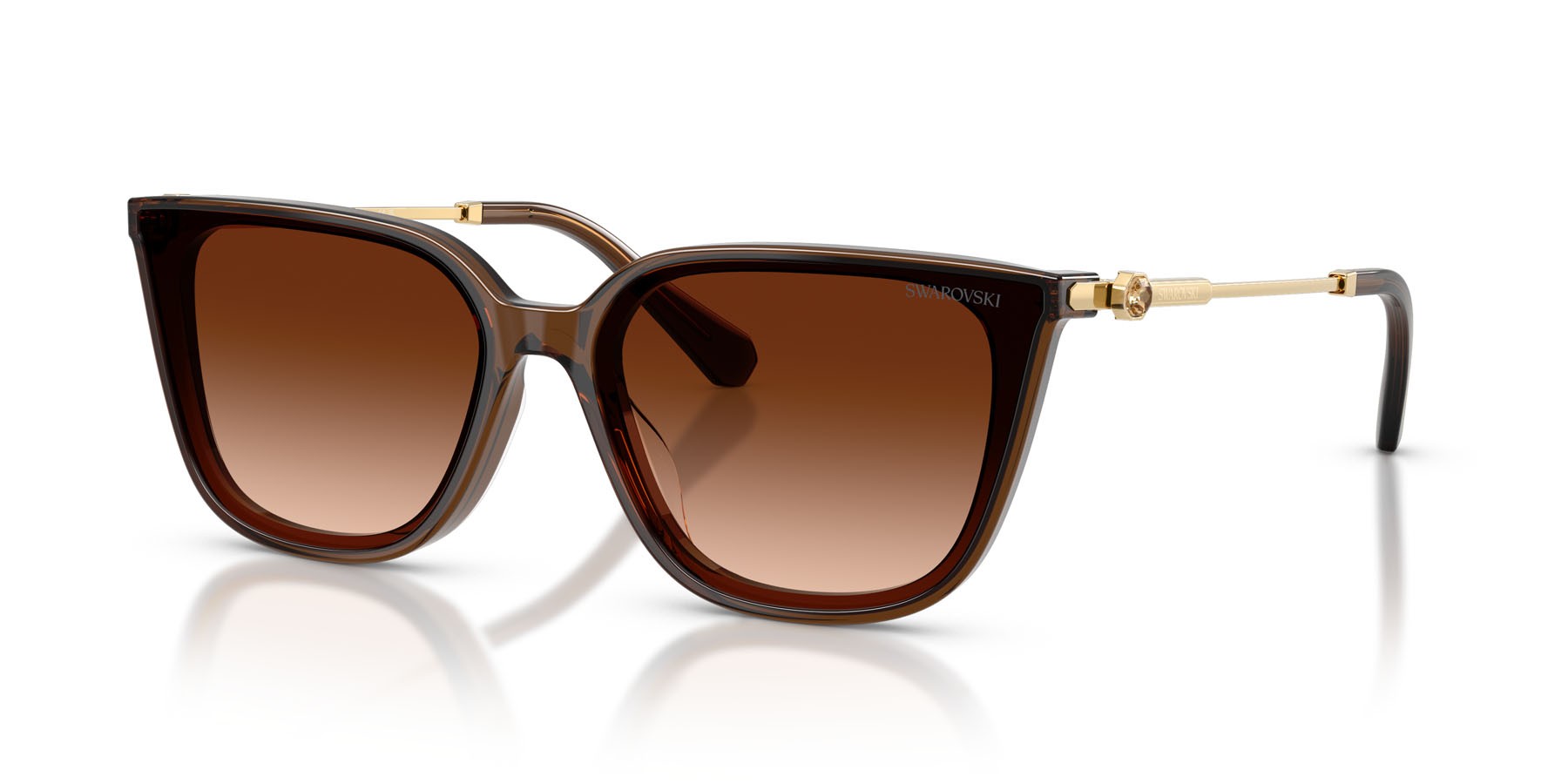 Sunglasses Swarovski SK 6054D (108474) color marrone trasparente shape square lenses marrone sfumato