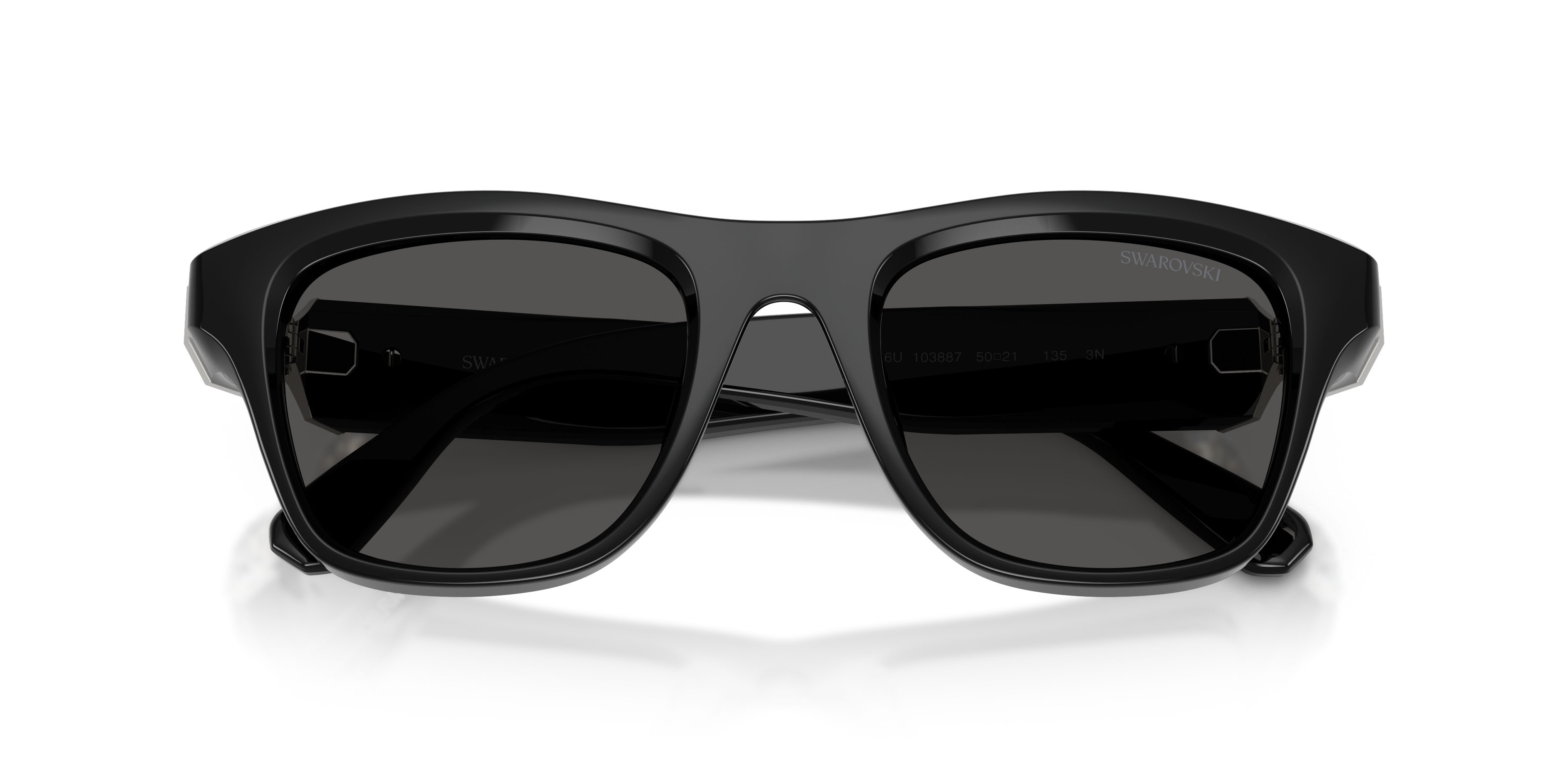 Sunglasses Swarovski SK 6056U (103887) color nero shape square lenses grigio scuro