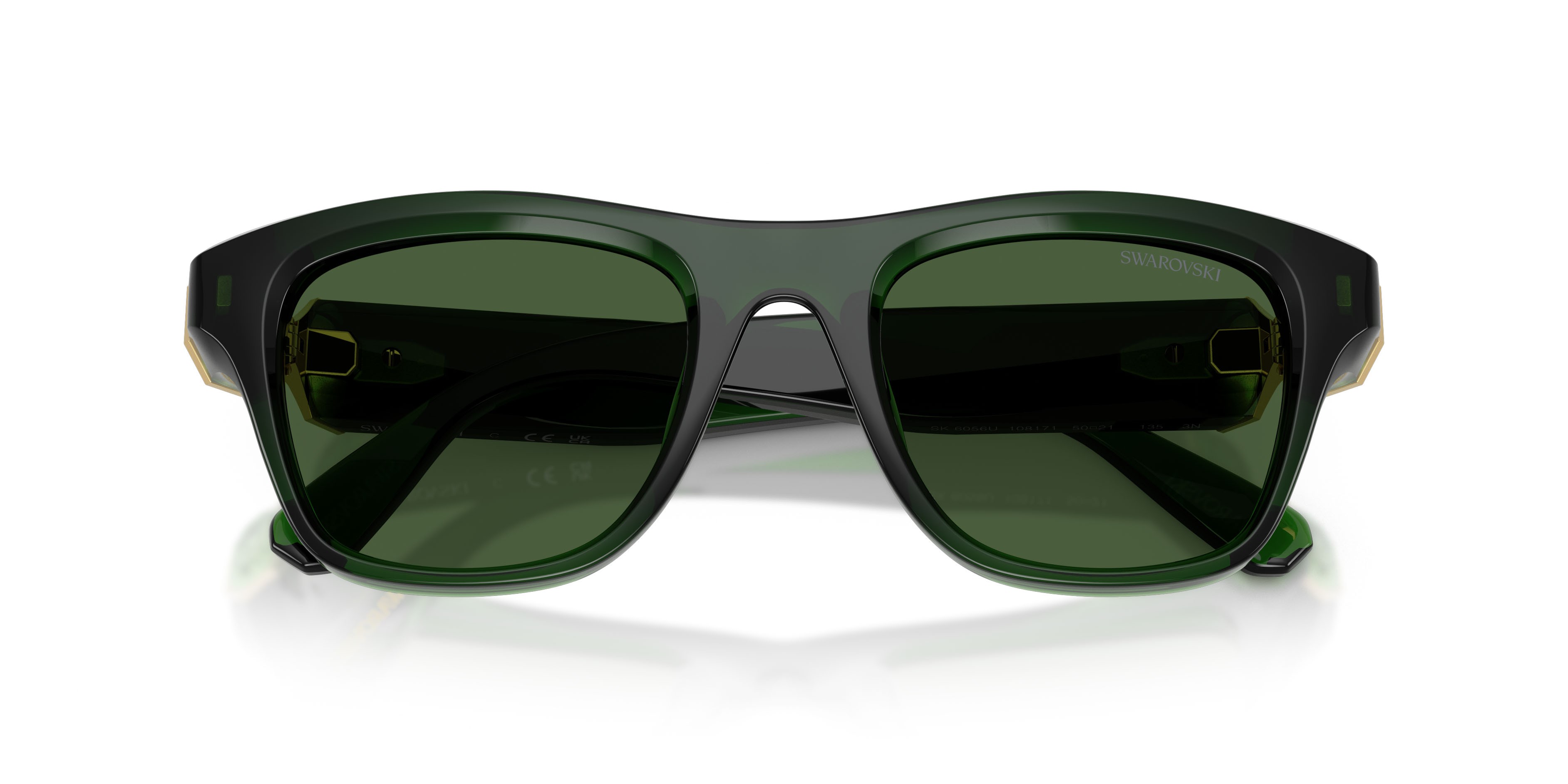 Sunglasses Swarovski SK 6056U (108171) color verde scuro lattiginoso shape square lenses verde scuro