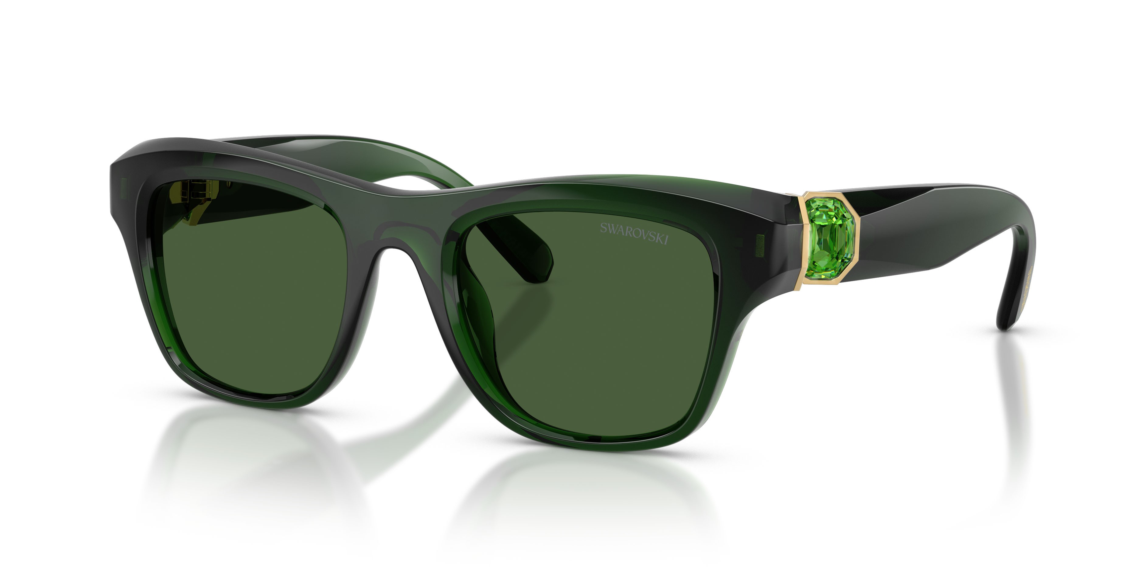 Sunglasses Swarovski SK 6056U (108171) color verde scuro lattiginoso shape square lenses verde scuro
