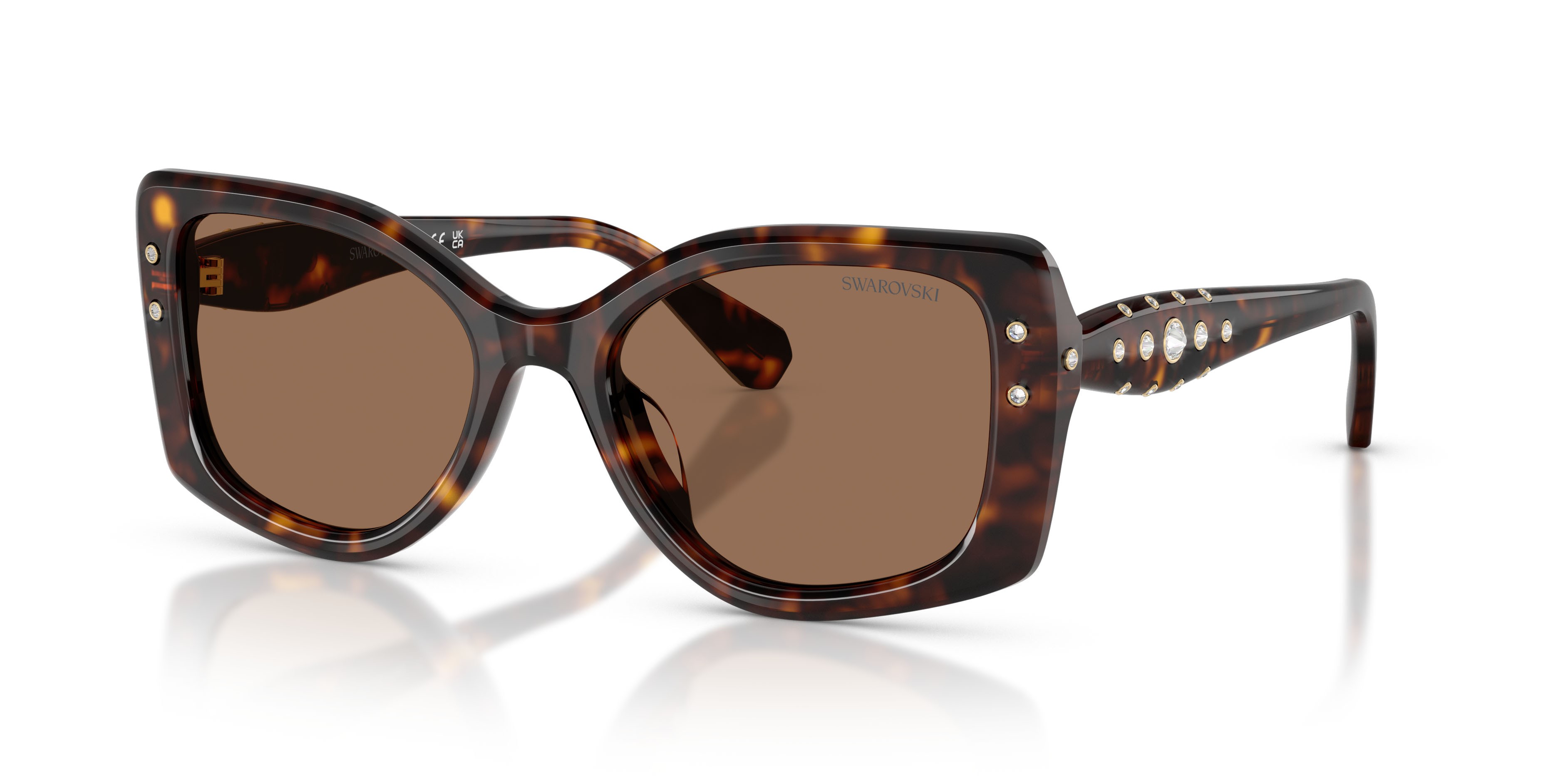 Sunglasses Swarovski SK 6058U (100273) color havana shape square lenses marrone scuro