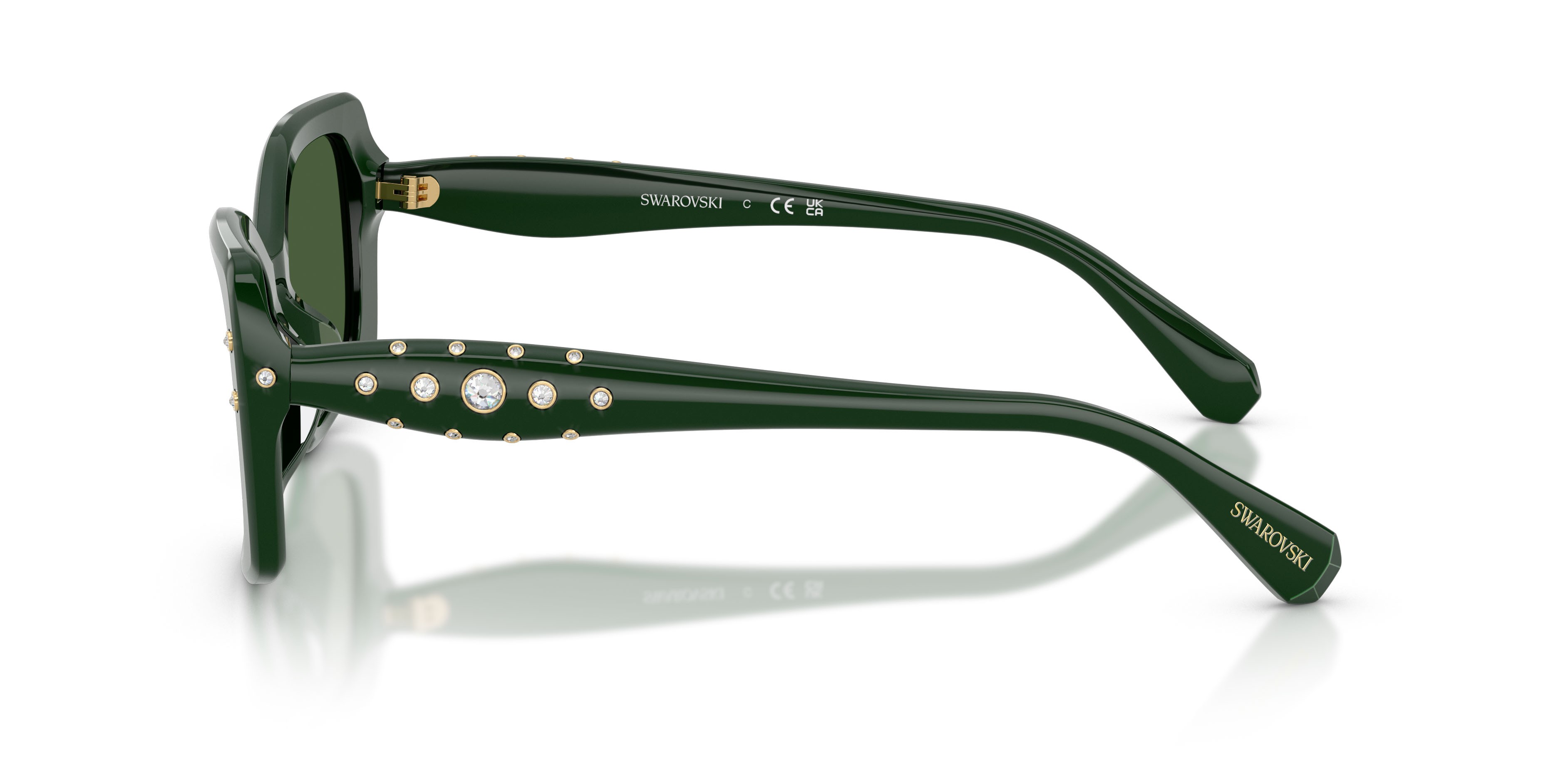 Sunglasses Swarovski SK 6058U (102671) color verde scuro shape square lenses verde scuro