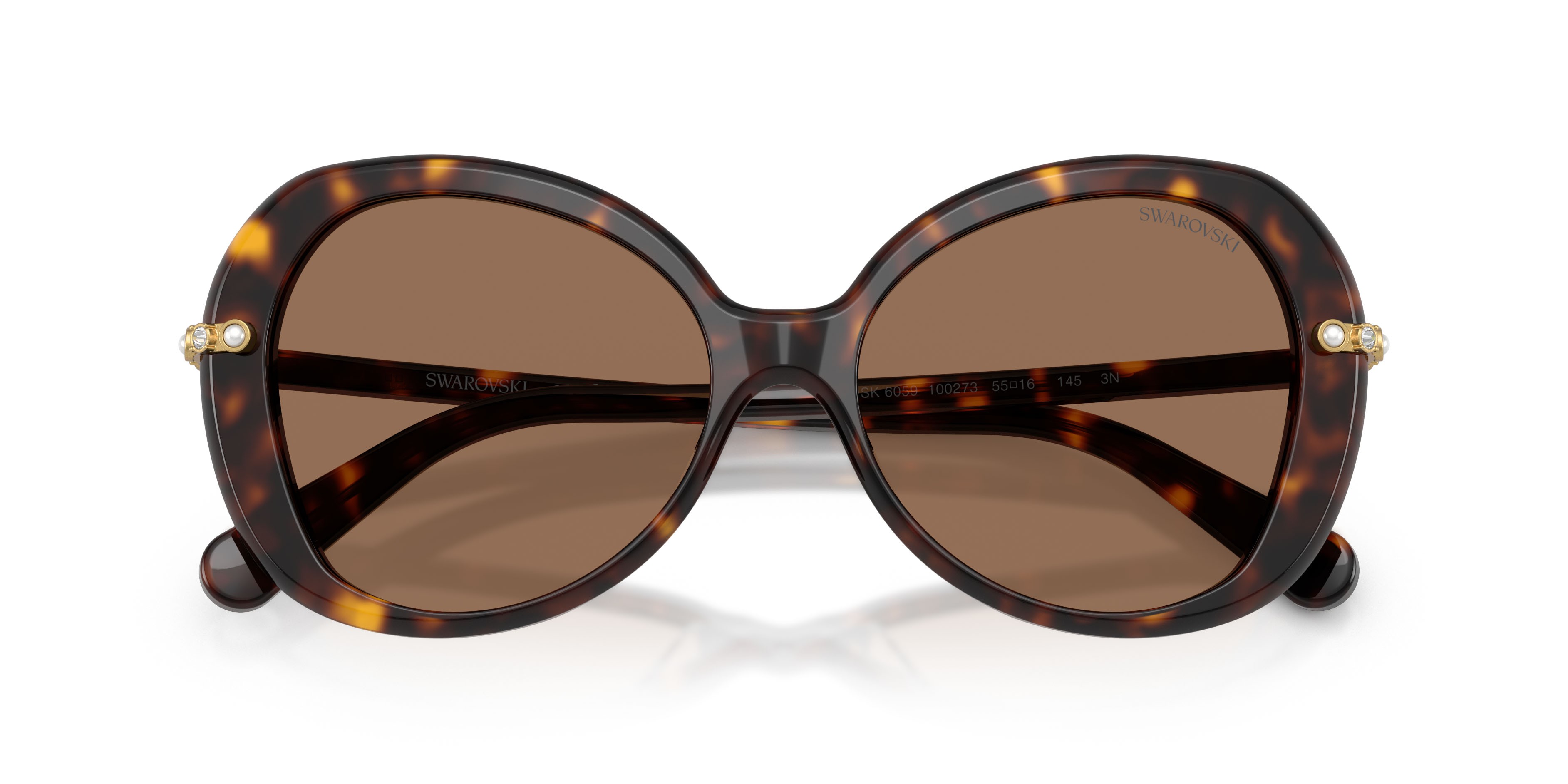 Sunglasses Swarovski SK 6059 (100273) color havana shape butterfly lenses marrone scuro