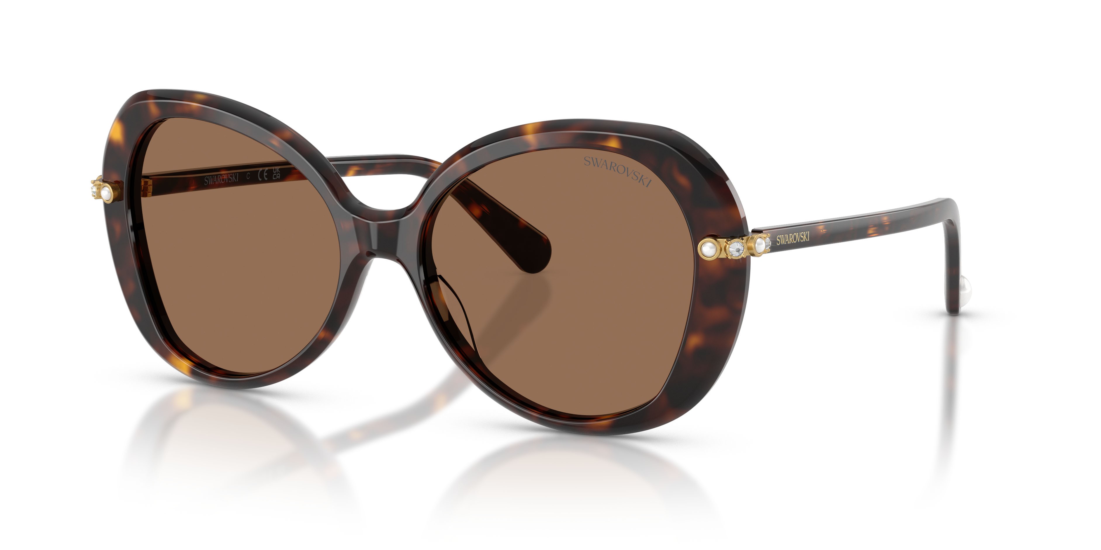 Sunglasses Swarovski SK 6059 (100273) color havana shape butterfly lenses marrone scuro