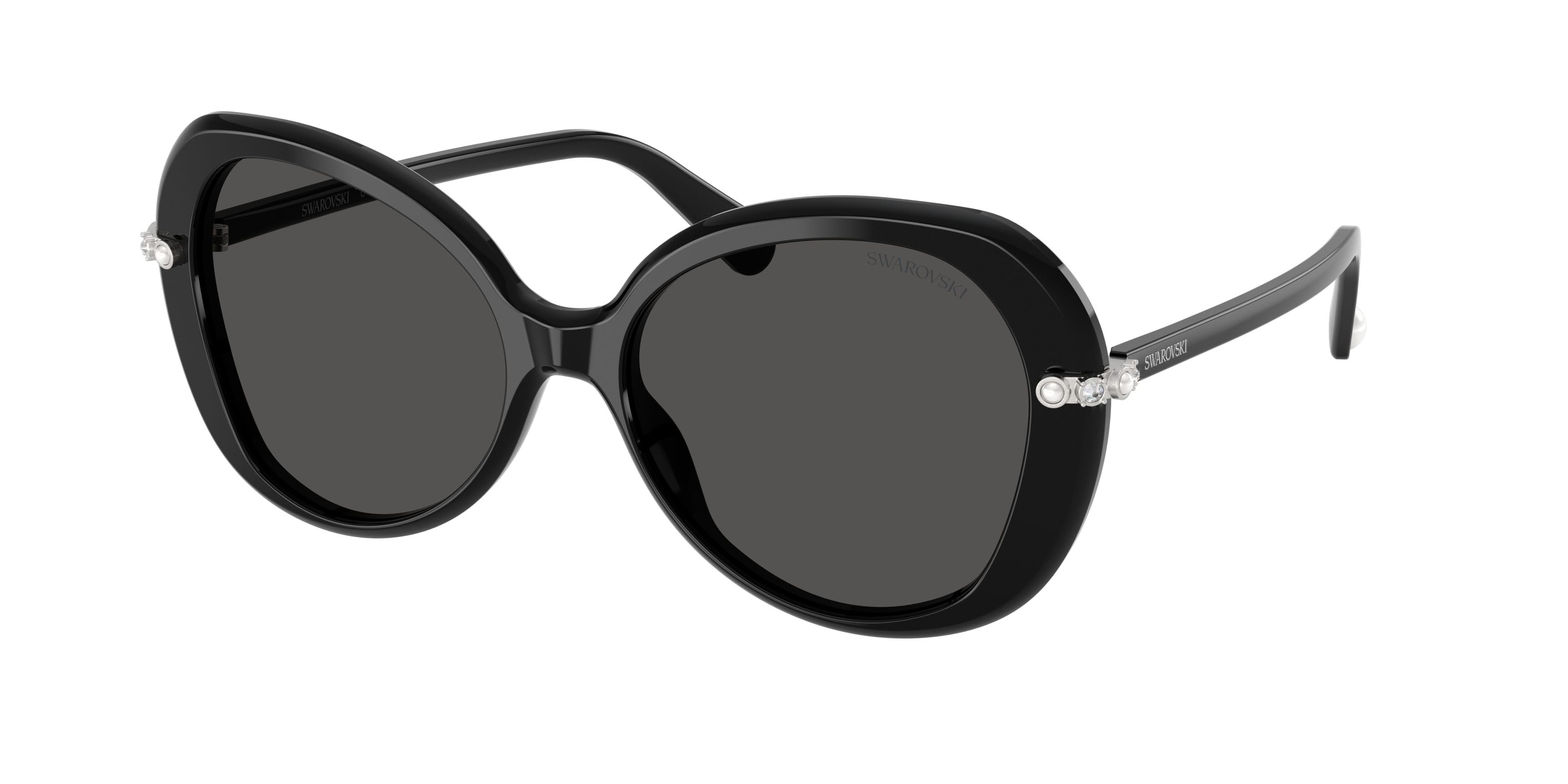 Sunglasses Swarovski SK 6059 (103887) color nero shape butterfly lenses grigio scuro