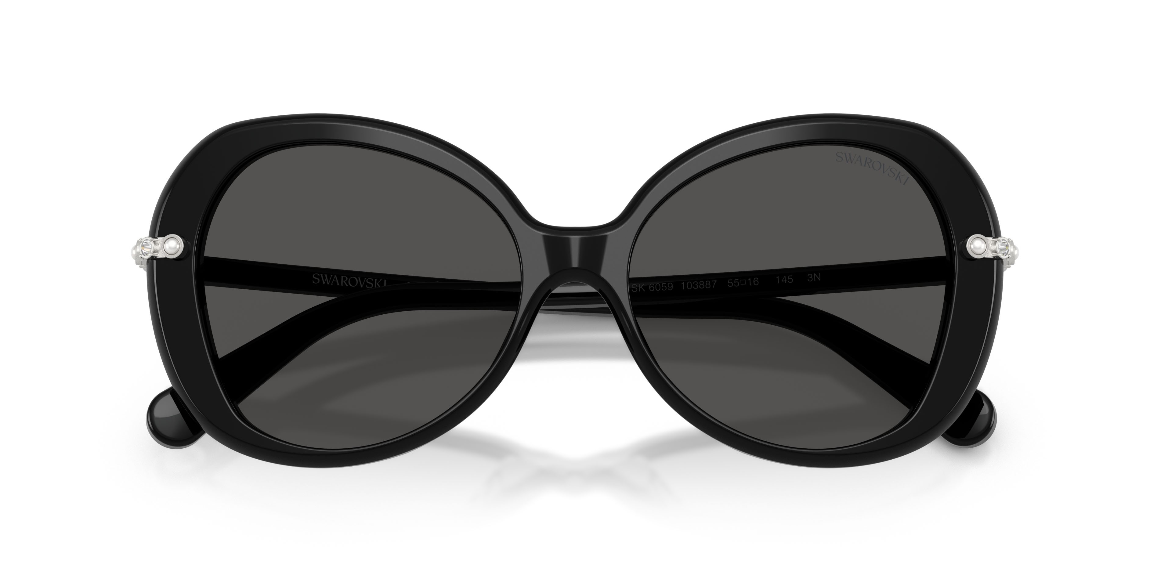 Sunglasses Swarovski SK 6059 (103887) color nero shape butterfly lenses grigio scuro