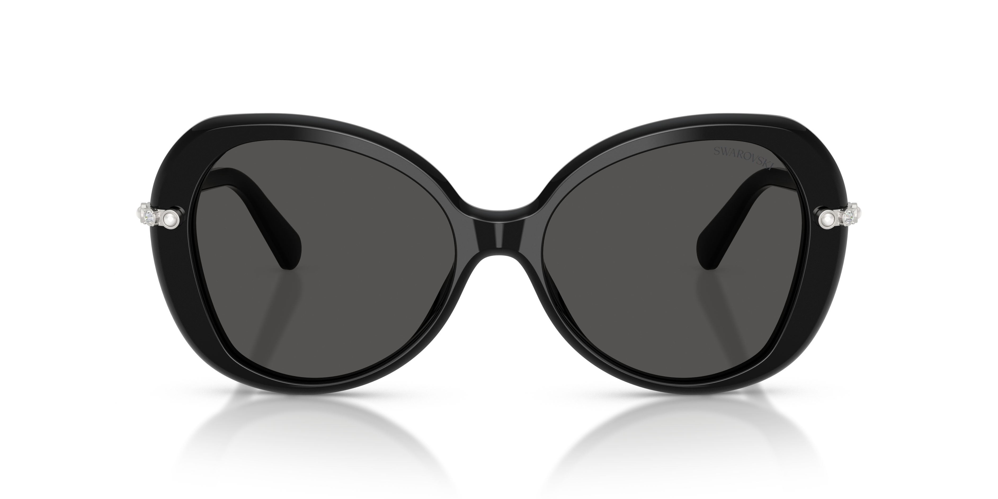 Sunglasses Swarovski SK 6059 (103887) color nero shape butterfly lenses grigio scuro