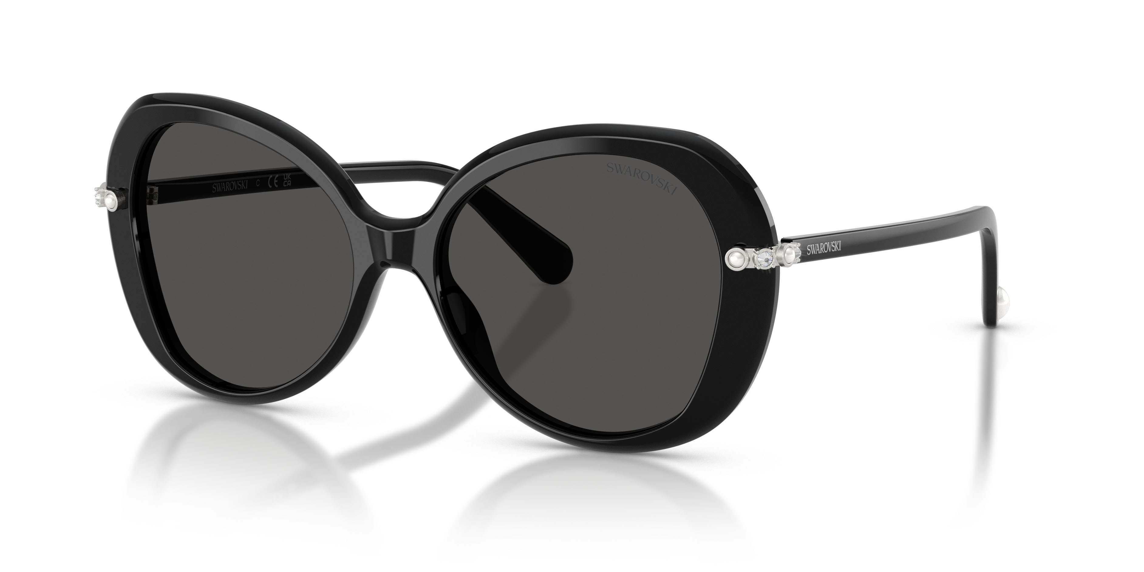 Sunglasses Swarovski SK 6059 (103887) color nero shape butterfly lenses grigio scuro