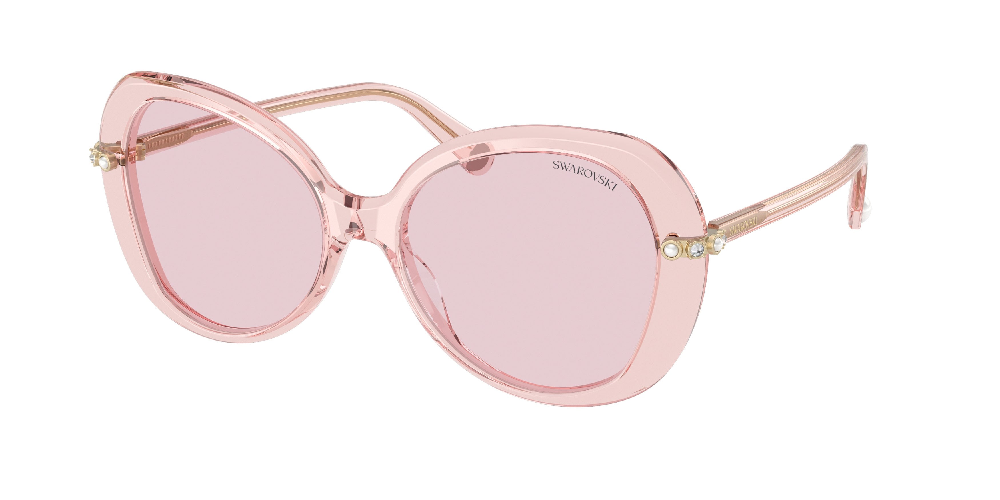 Sunglasses Swarovski SK 6059 (1070P5) color rosa trasparente shape butterfly lenses rosa