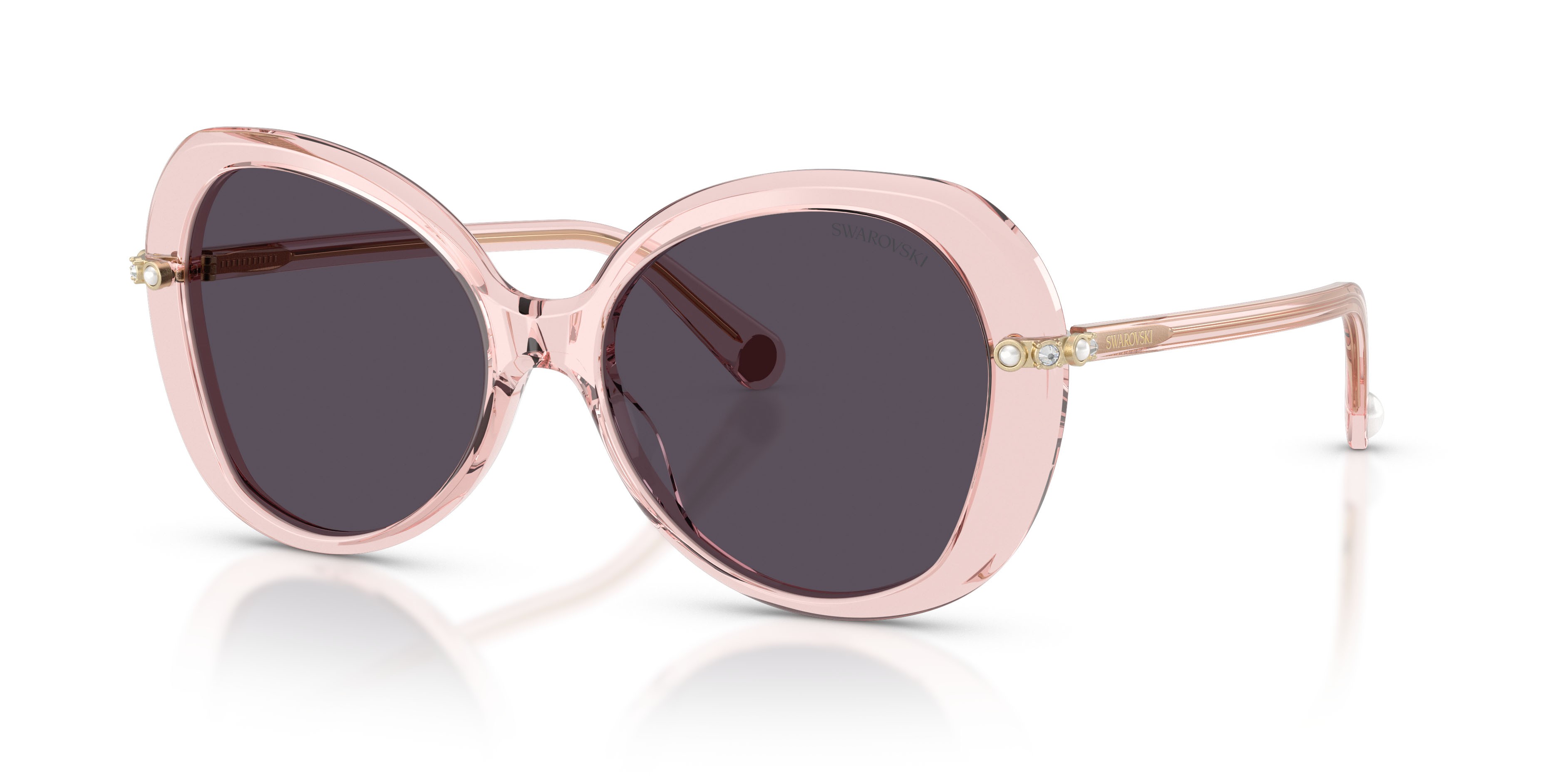Sunglasses Swarovski SK 6059 (1070P5) color rosa trasparente shape butterfly lenses rosa