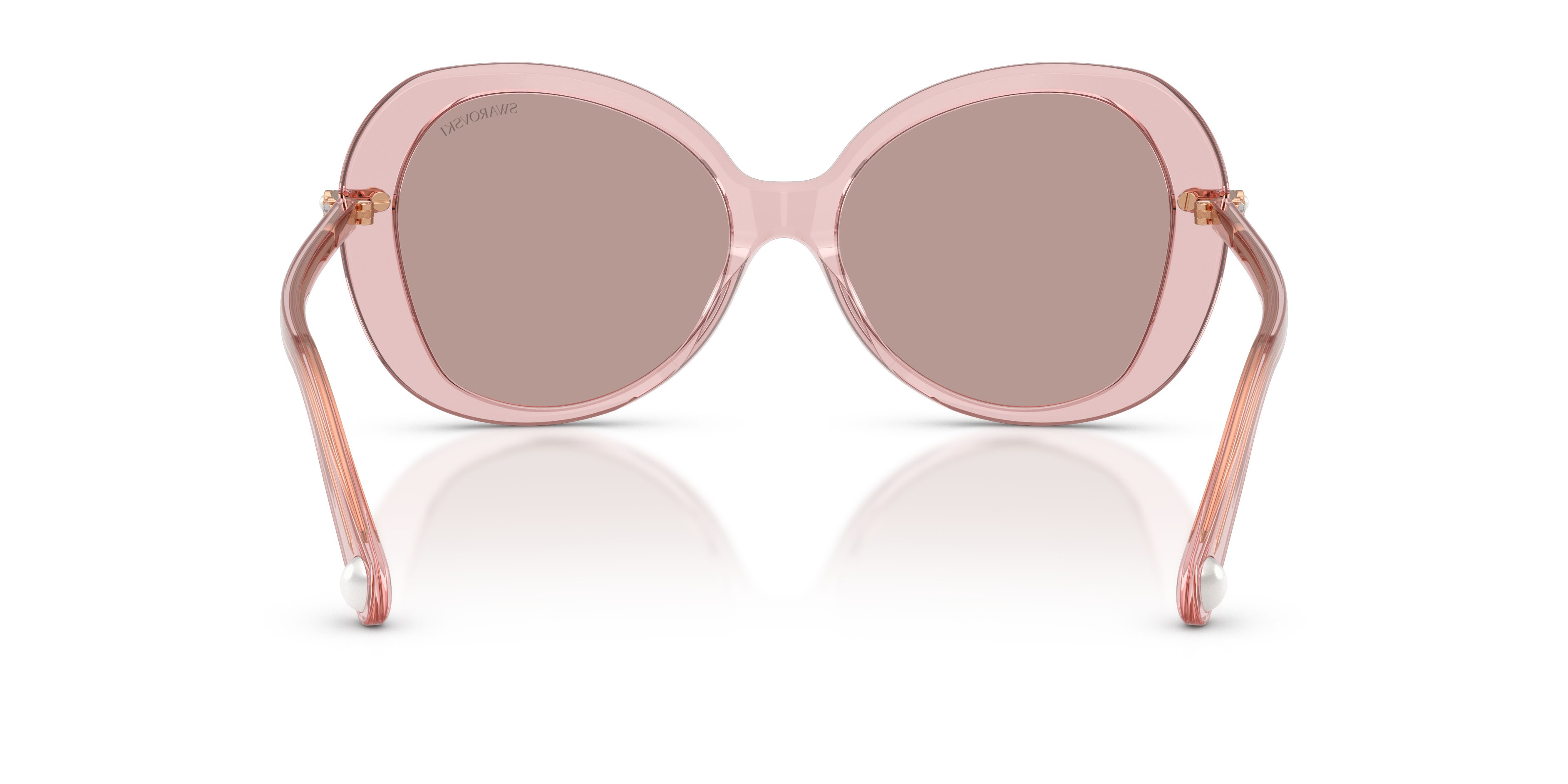 Sunglasses Swarovski SK 6059 (10977N) color rosa scuro trasparente shape butterfly lenses viola chiaro/marrone