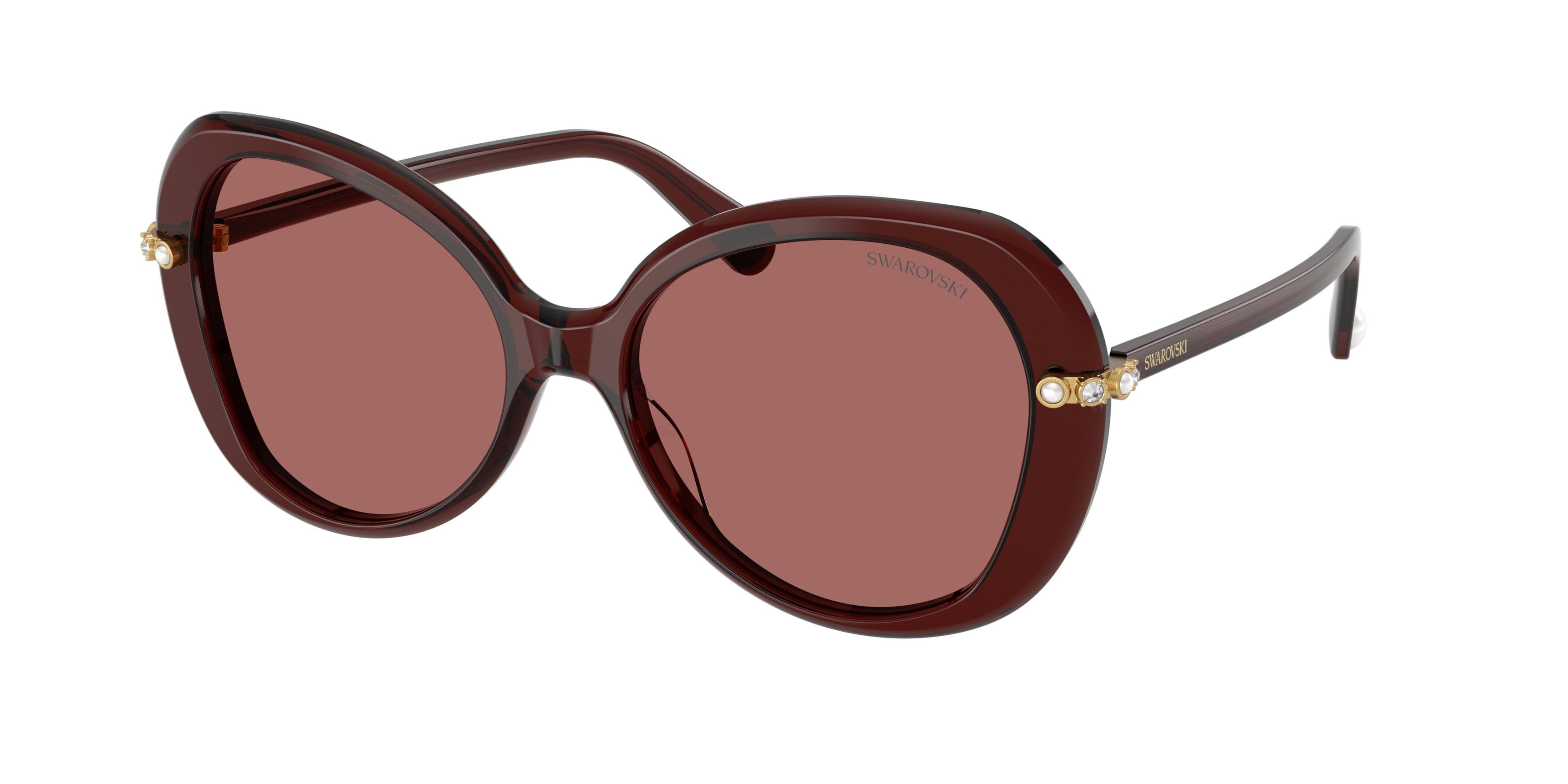 Sunglasses Swarovski SK 6059 (109869) color borgogna trasparente shape butterfly lenses violetto scuro